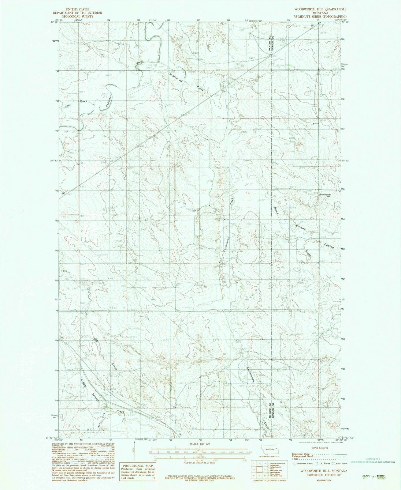 1983 Woodworth Hill, MT - Montana - USGS Topographic Map