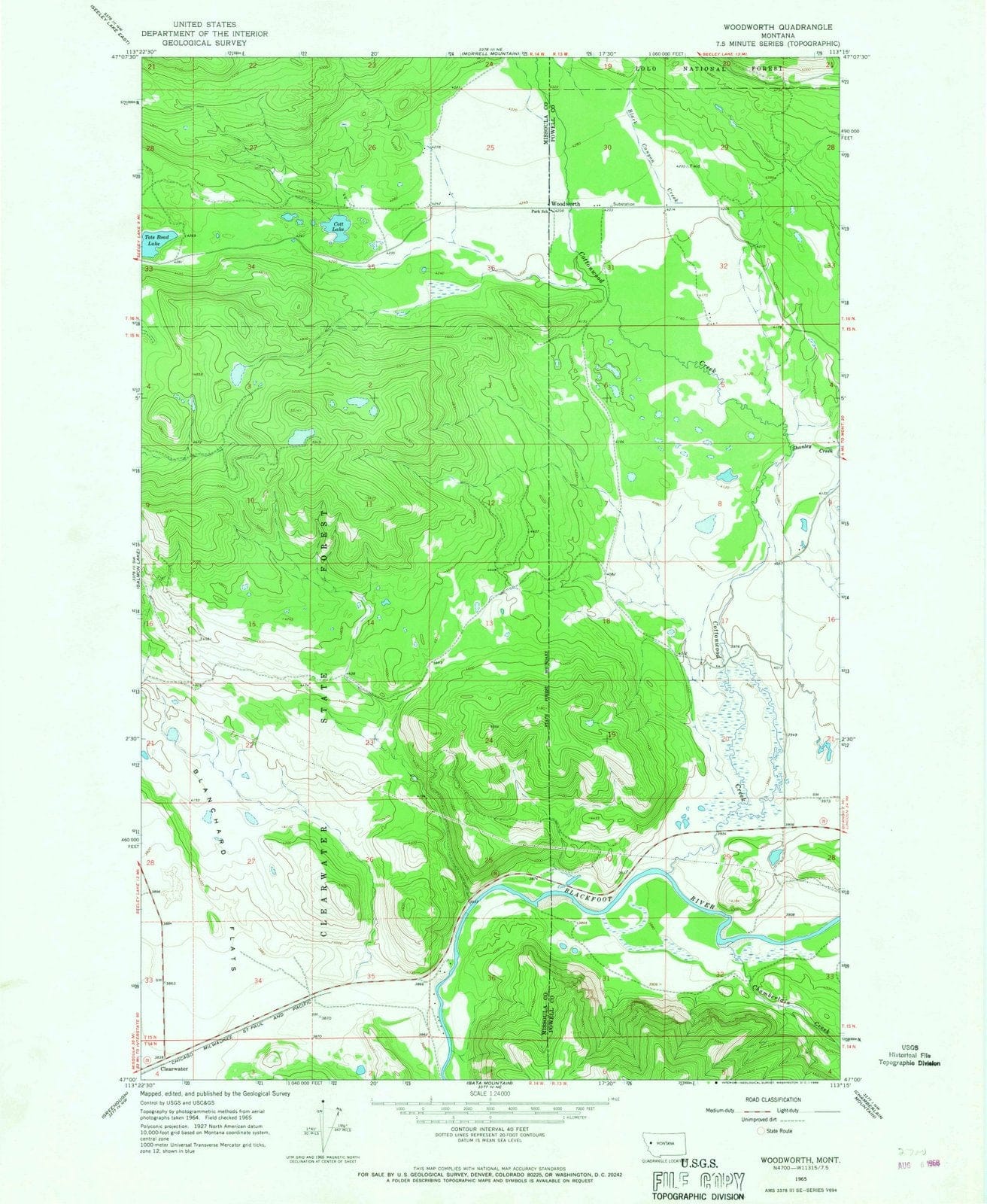 1965 Woodworth, MT - Montana - USGS Topographic Map