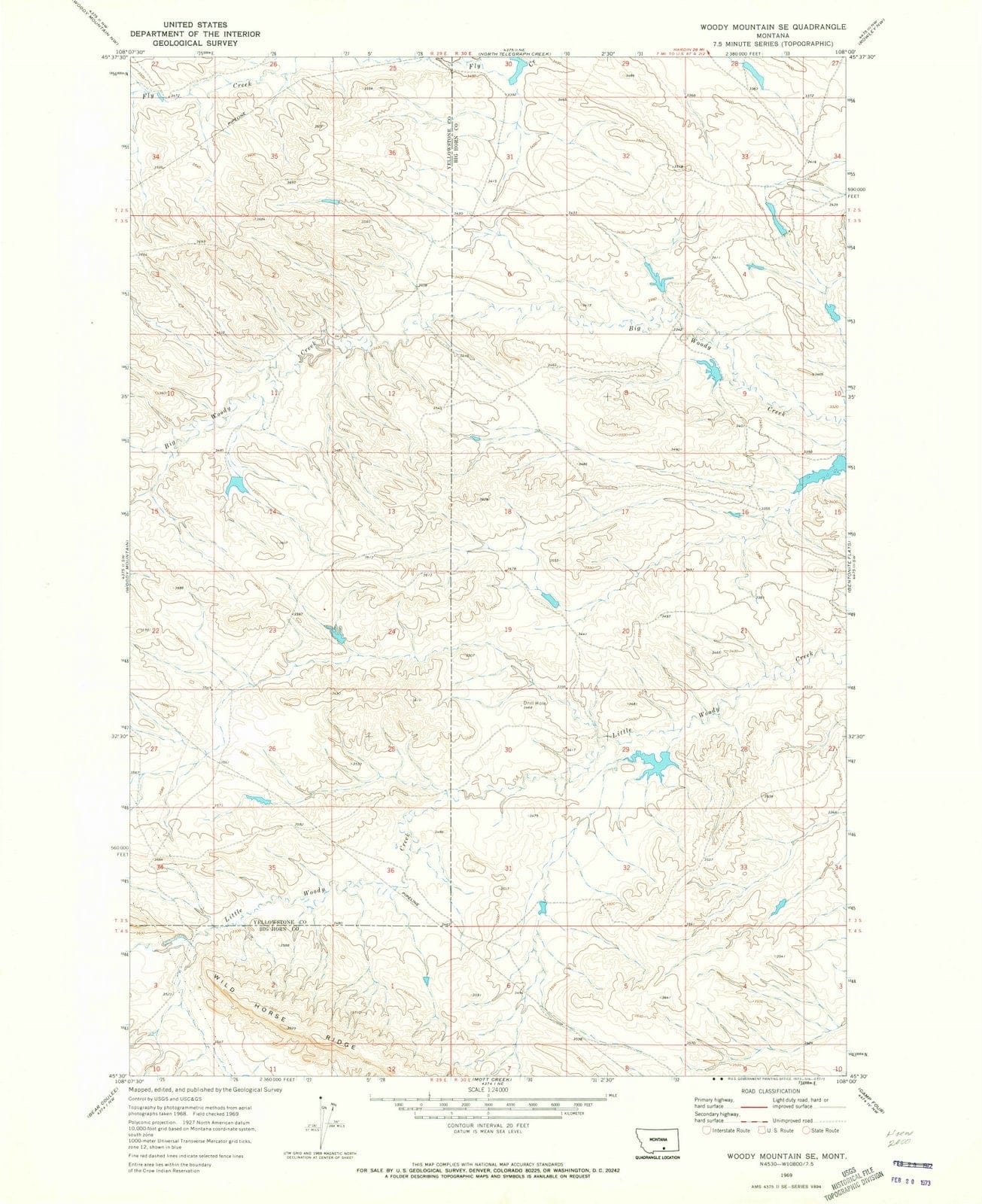 1969 Woody Mountain, MT - Montana - USGS Topographic Map v2