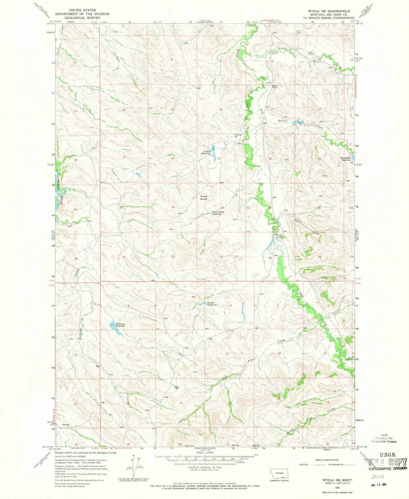 1967 Wyola, MT - Montana - USGS Topographic Map