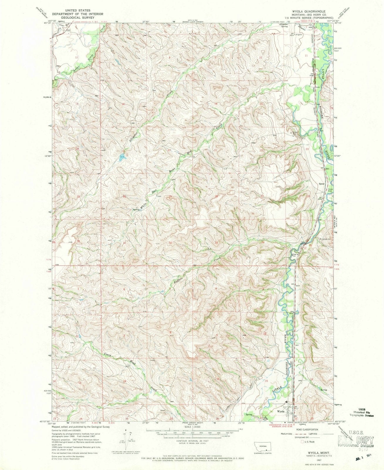 1967 Wyola, MT - Montana - USGS Topographic Map v2