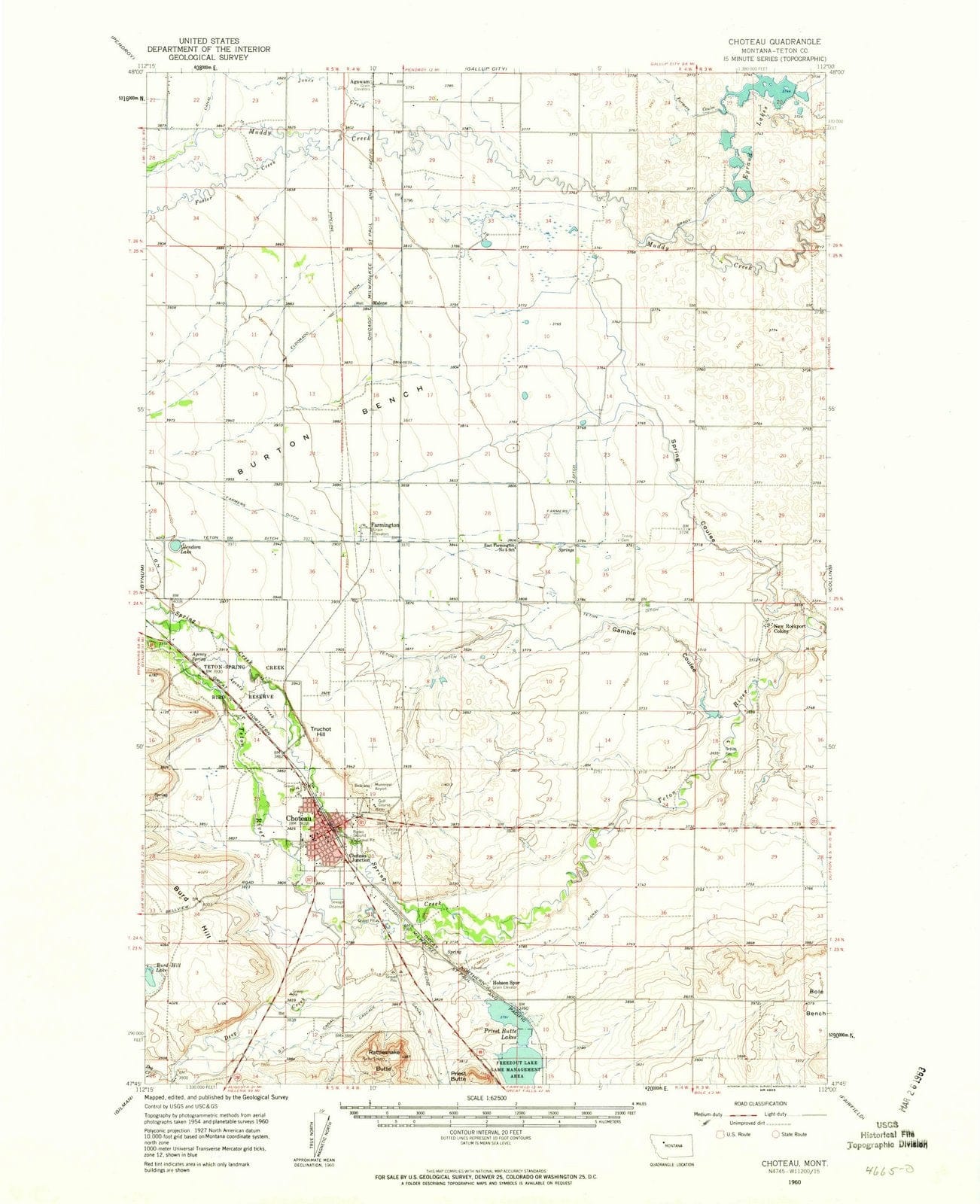 1960 Choteau, MT - Montana - USGS Topographic Map