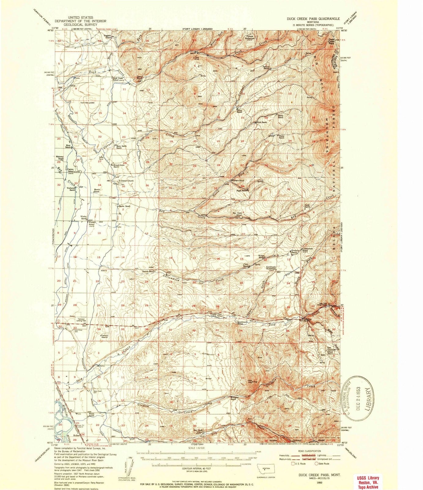 1950 Duck Creek Pass, MT - Montana - USGS Topographic Map