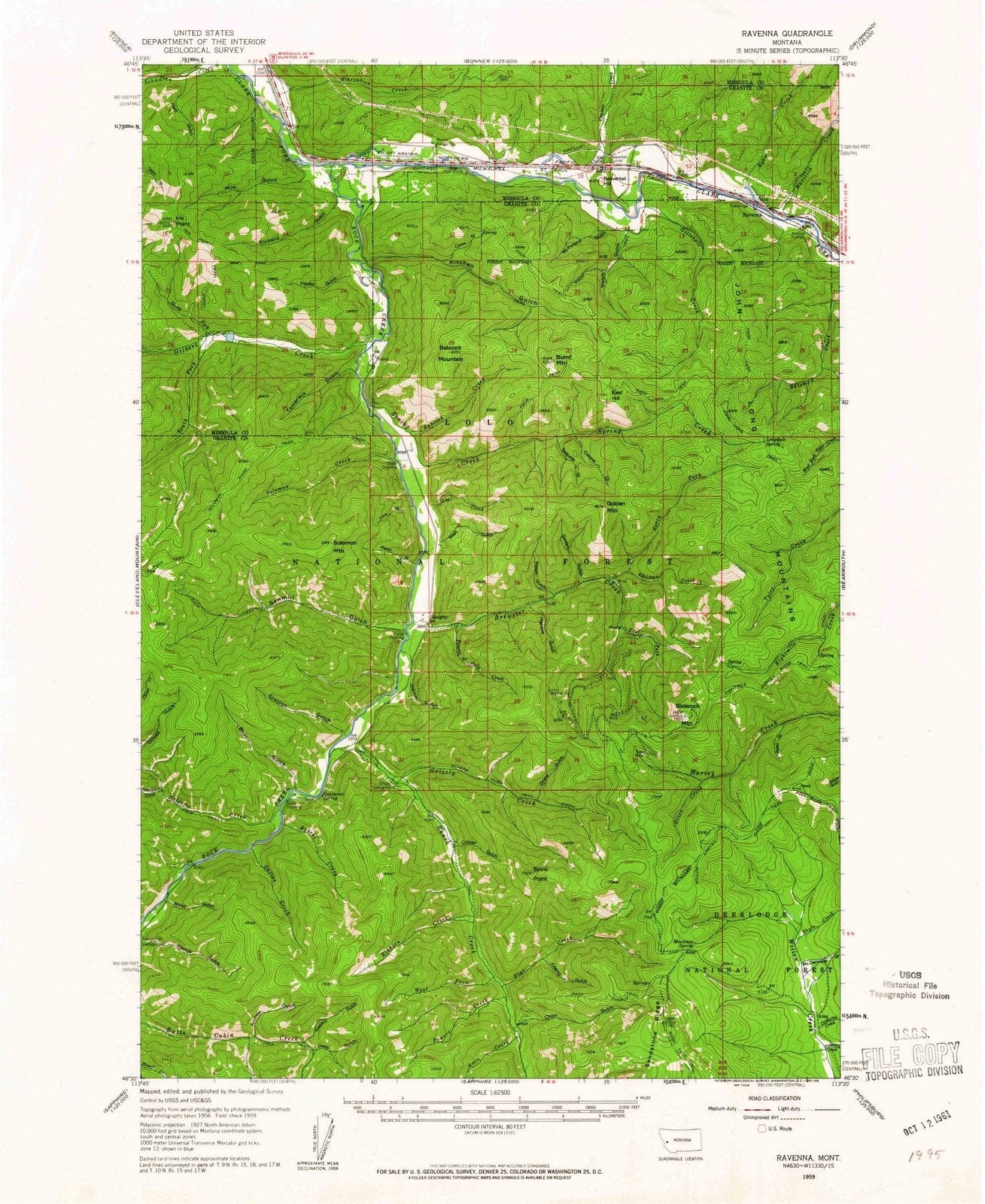 1959 Ravenna, MT - Montana - USGS Topographic Map