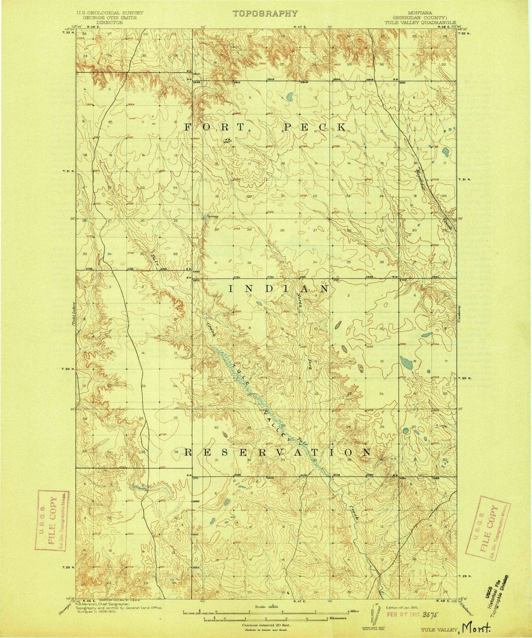 1915 Tule Valley, MT - Montana - USGS Topographic Map