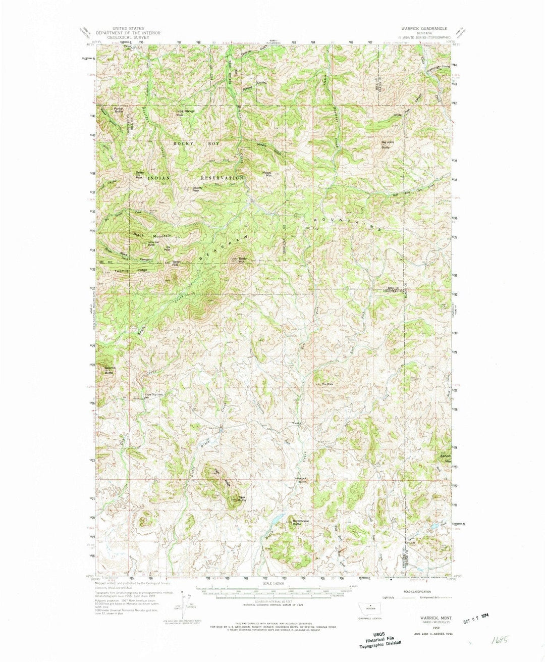1959 Warrick, MT - Montana - USGS Topographic Map