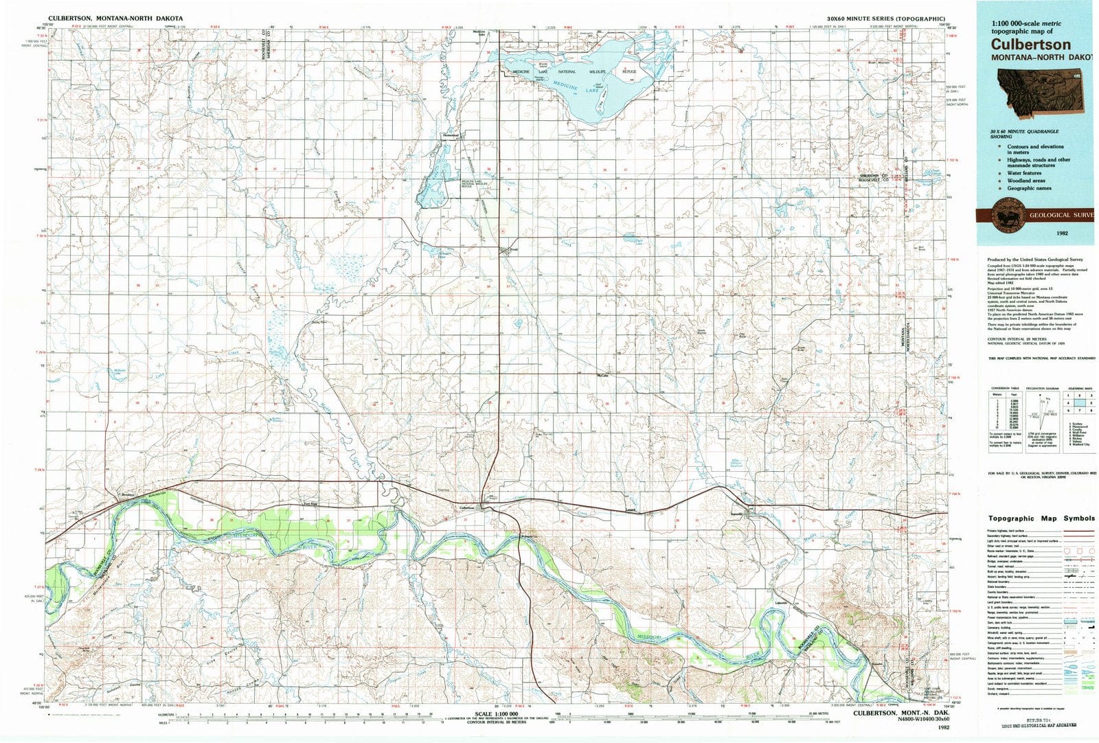 1982 Culbertson, MT - Montana - USGS Topographic Map