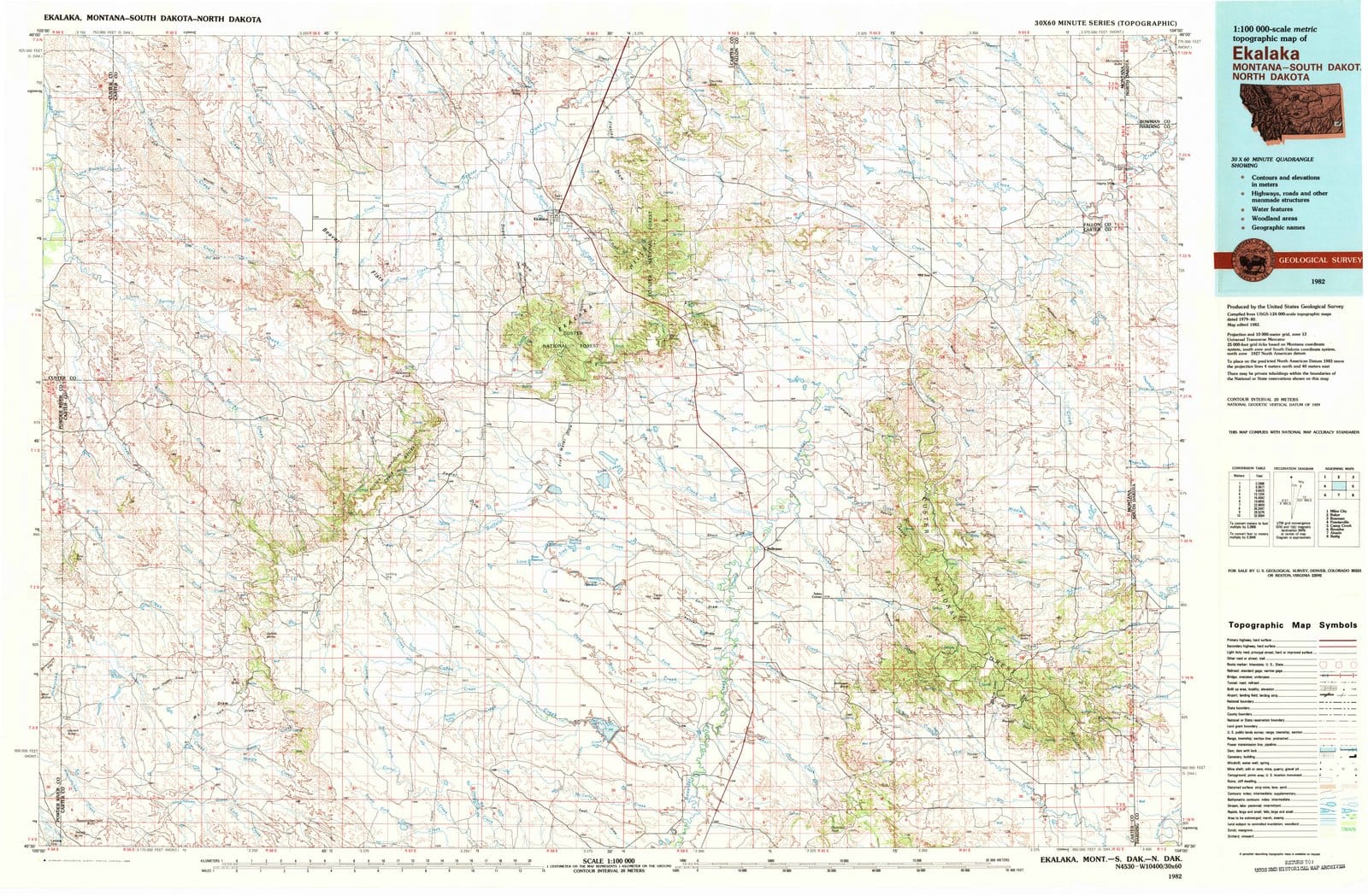 1982 Ekalaka, MT - Montana - USGS Topographic Map