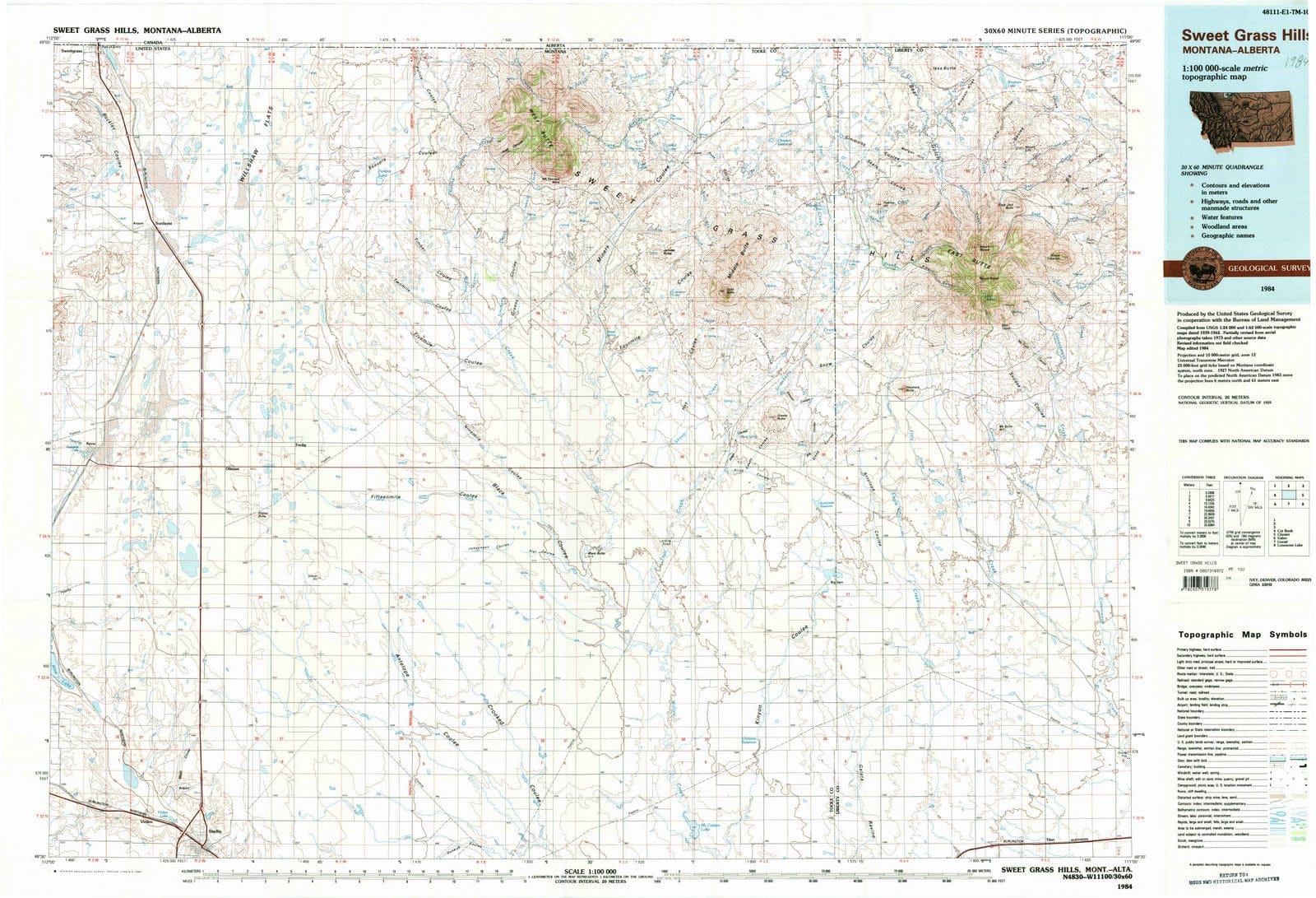 1984 Sweet Grass Hills, MT - Montana - USGS Topographic Map