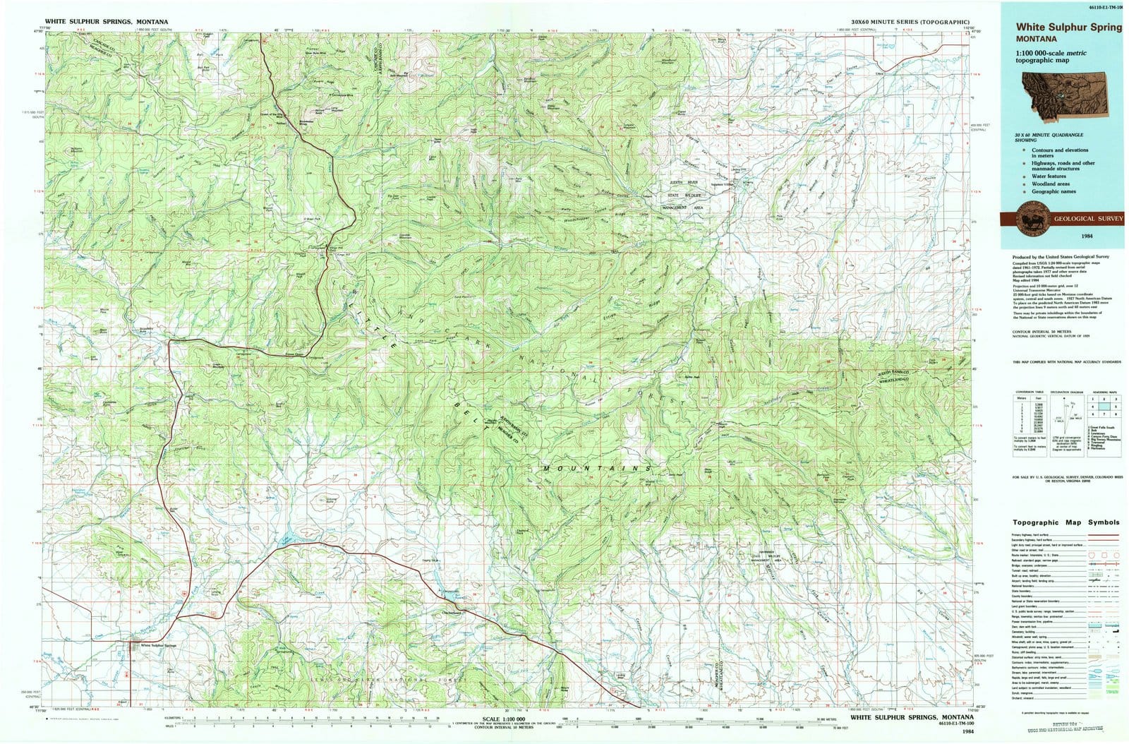 1984 White Sulphur Springs, MT - Montana - USGS Topographic Map
