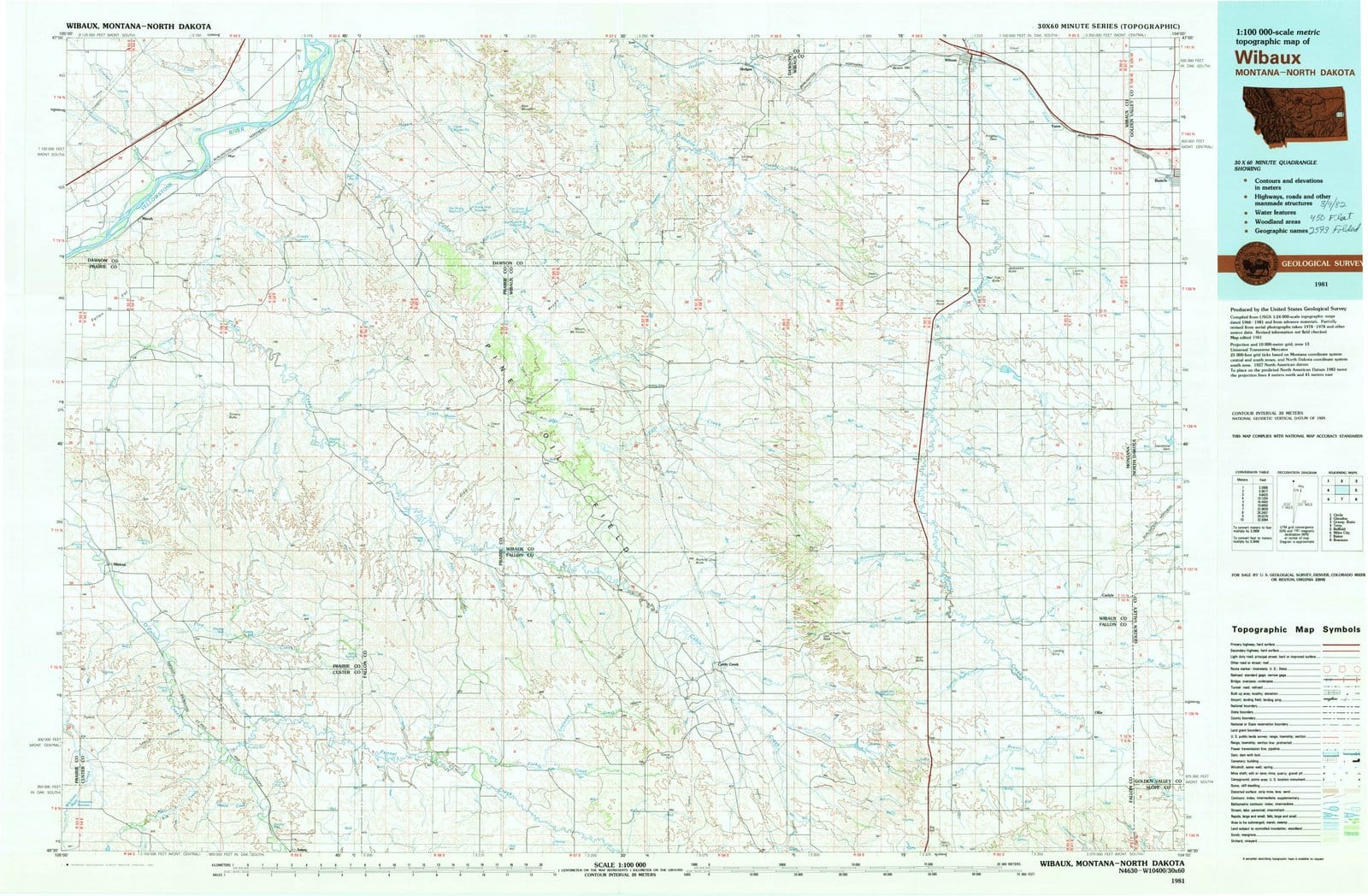 1981 Wibaux, MT - Montana - USGS Topographic Map
