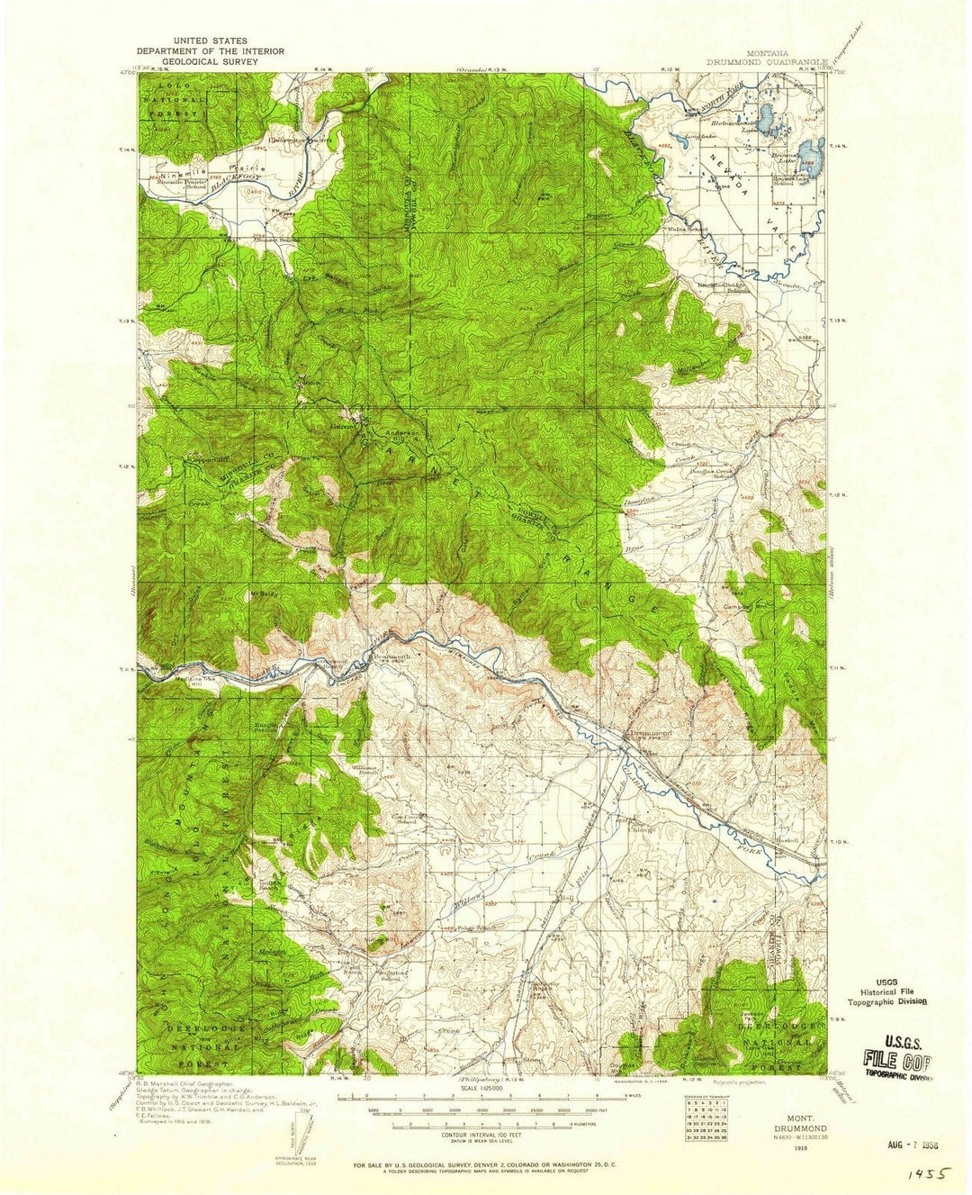 1919 Drummond, MT - Montana - USGS Topographic Map
