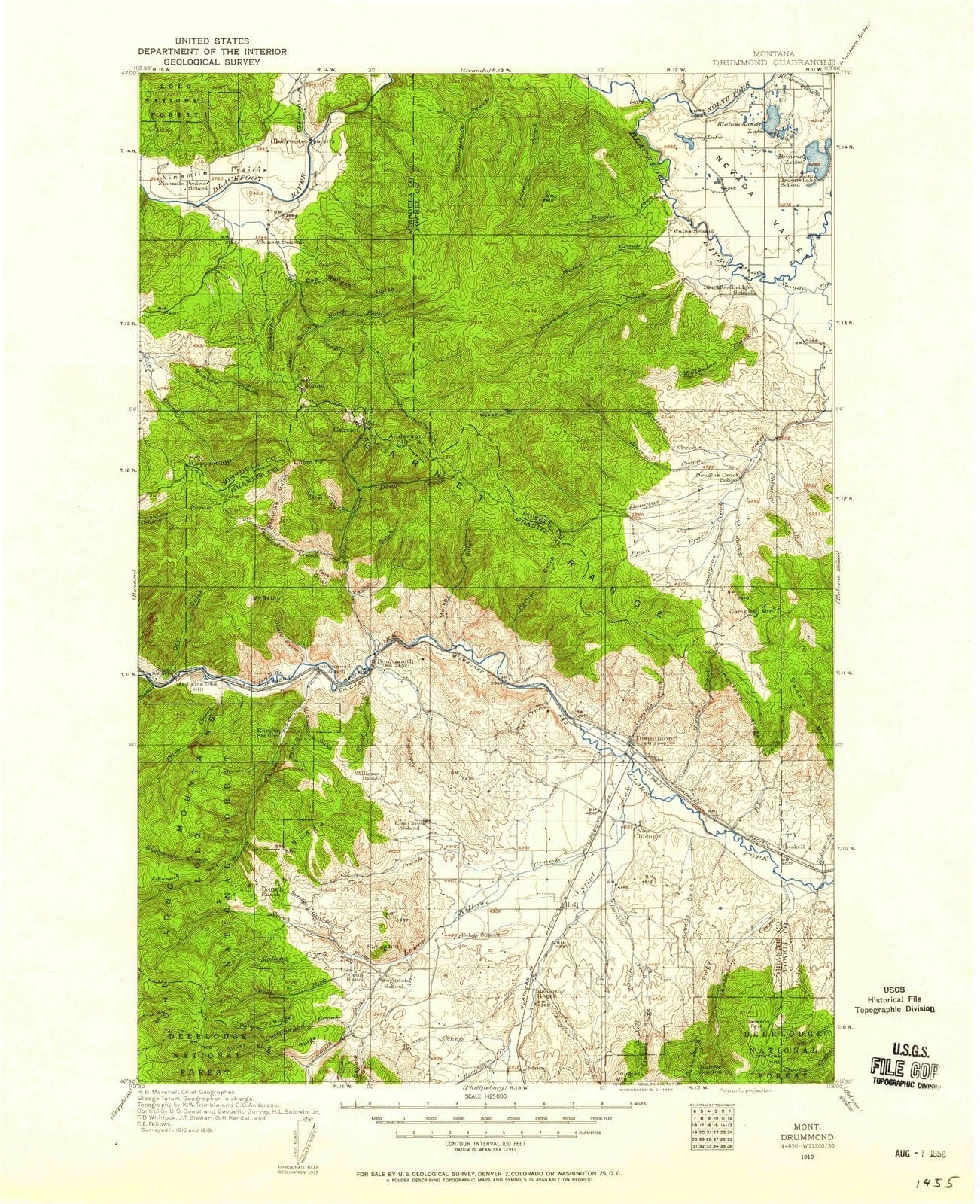 1919 Drummond, MT - Montana - USGS Topographic Map
