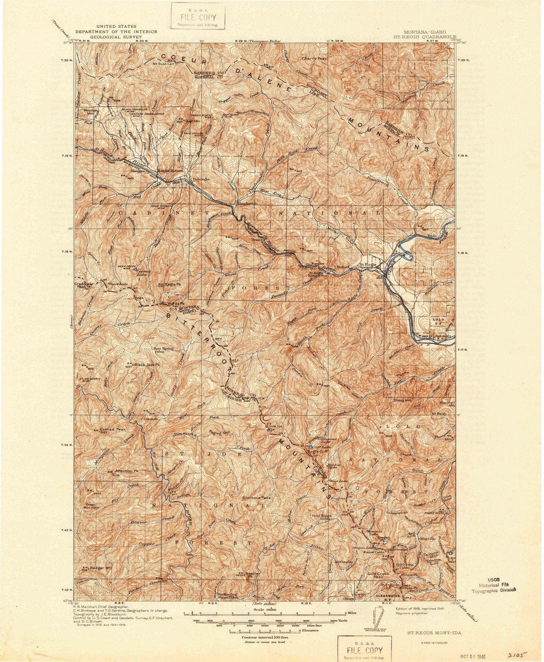 1918 St Regis, MT - Montana - USGS Topographic Map