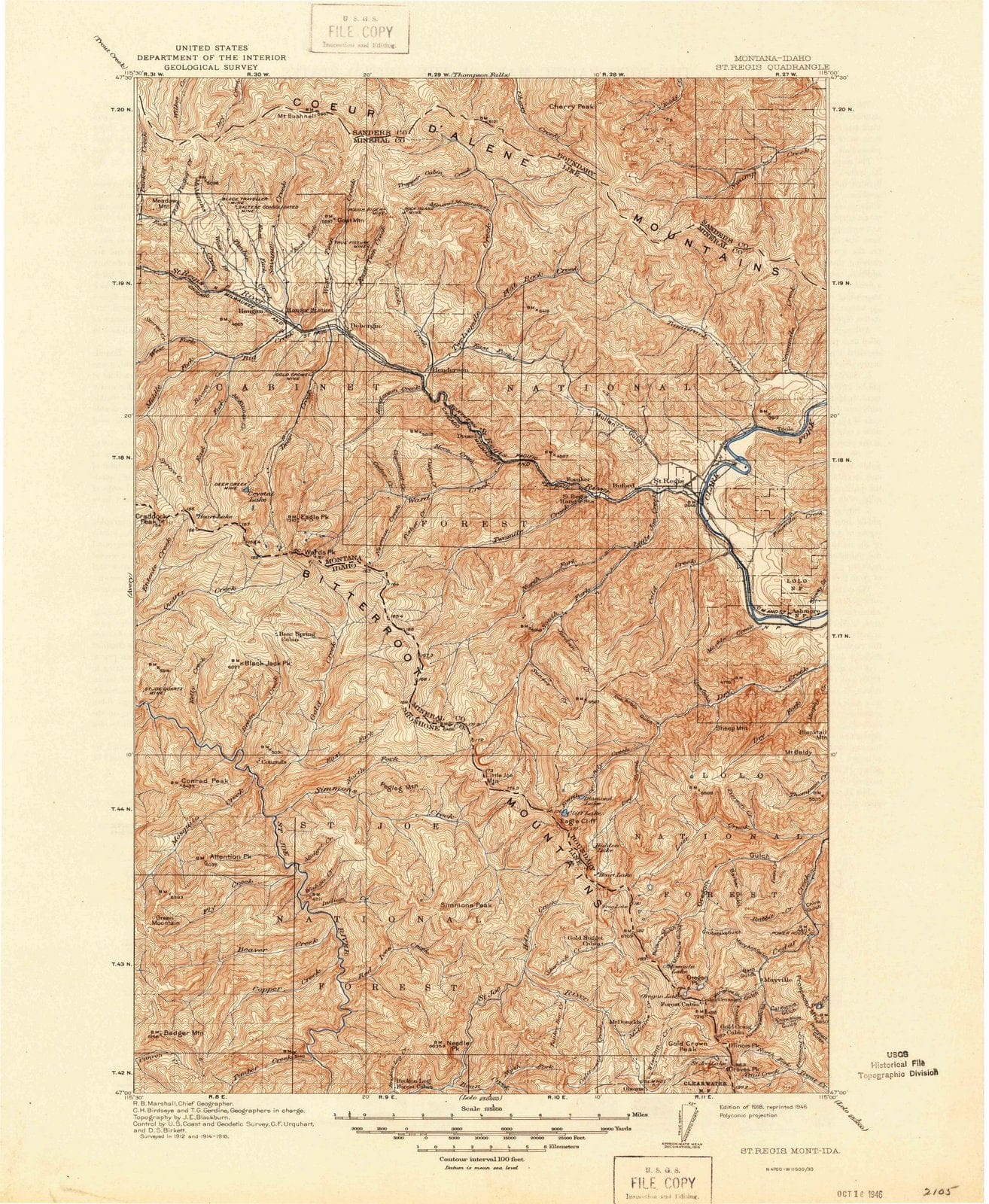 1918 St Regis, MT - Montana - USGS Topographic Map