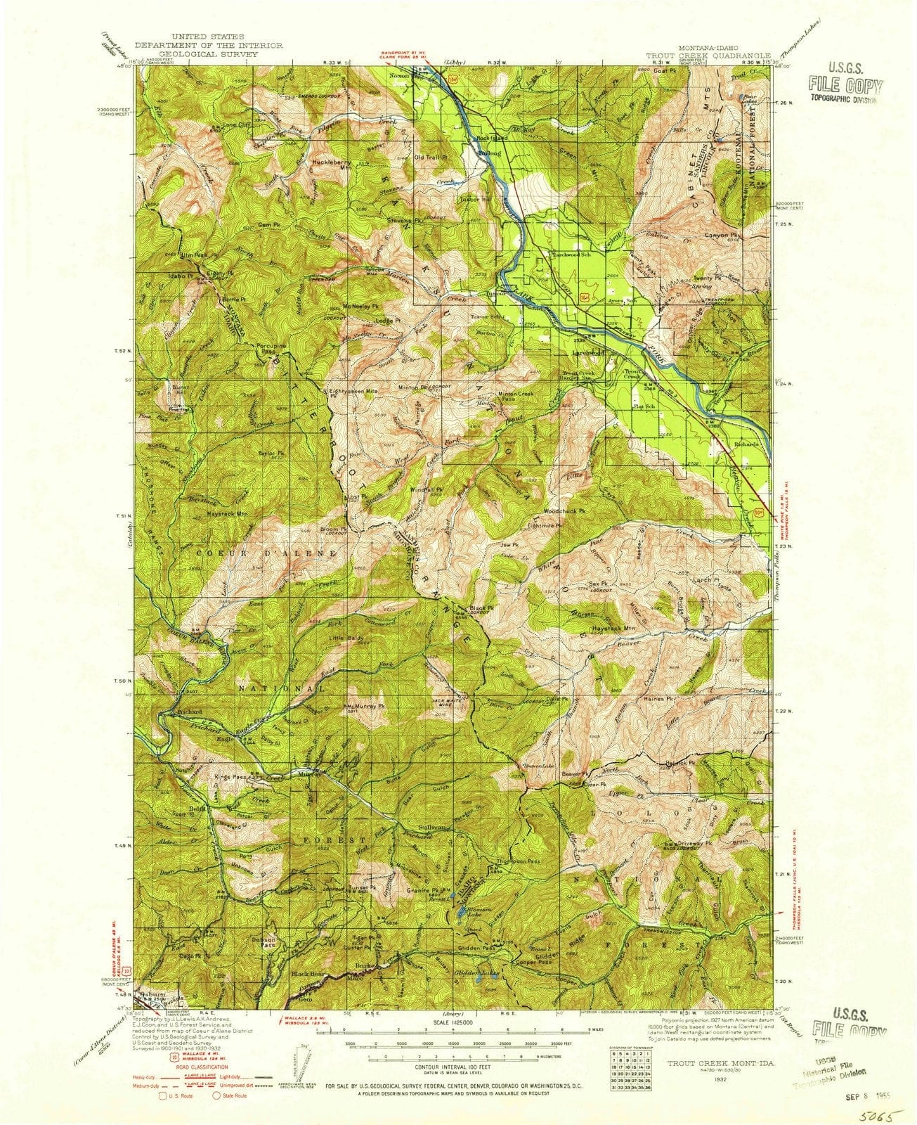 1932 Trout Creek, MT - Montana - USGS Topographic Map
