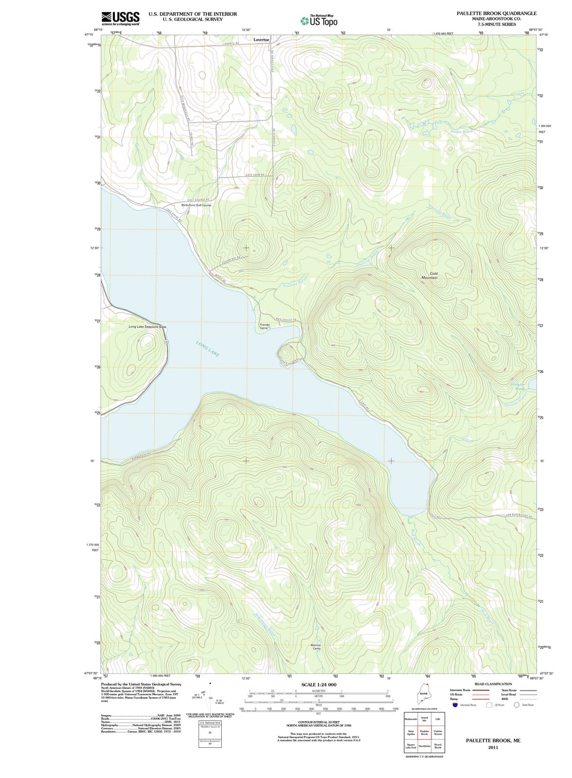2011 Paulette Brook, ME - Maine - USGS Topographic Map
