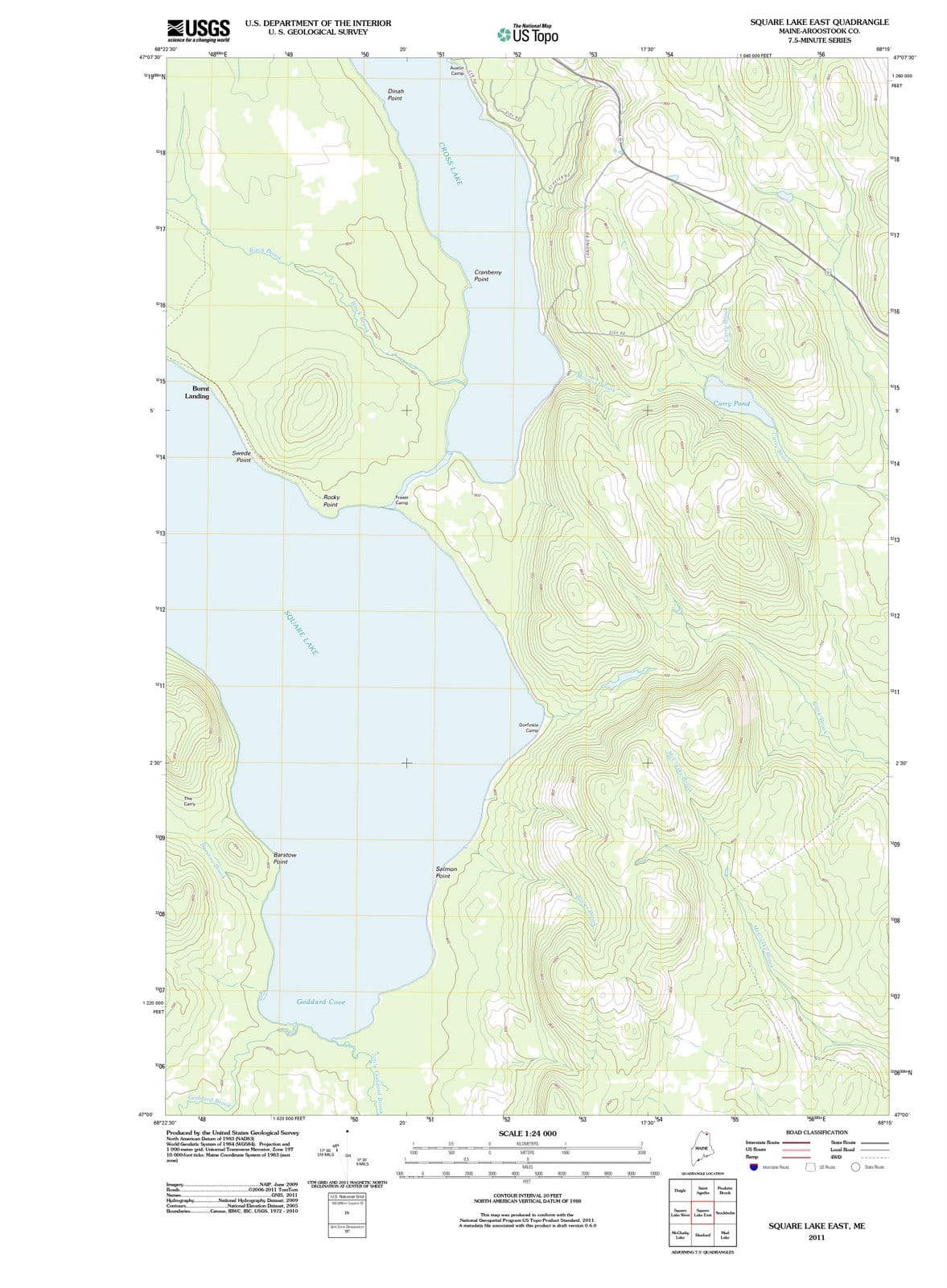 2011 Square Lake East, ME - Maine - USGS Topographic Map