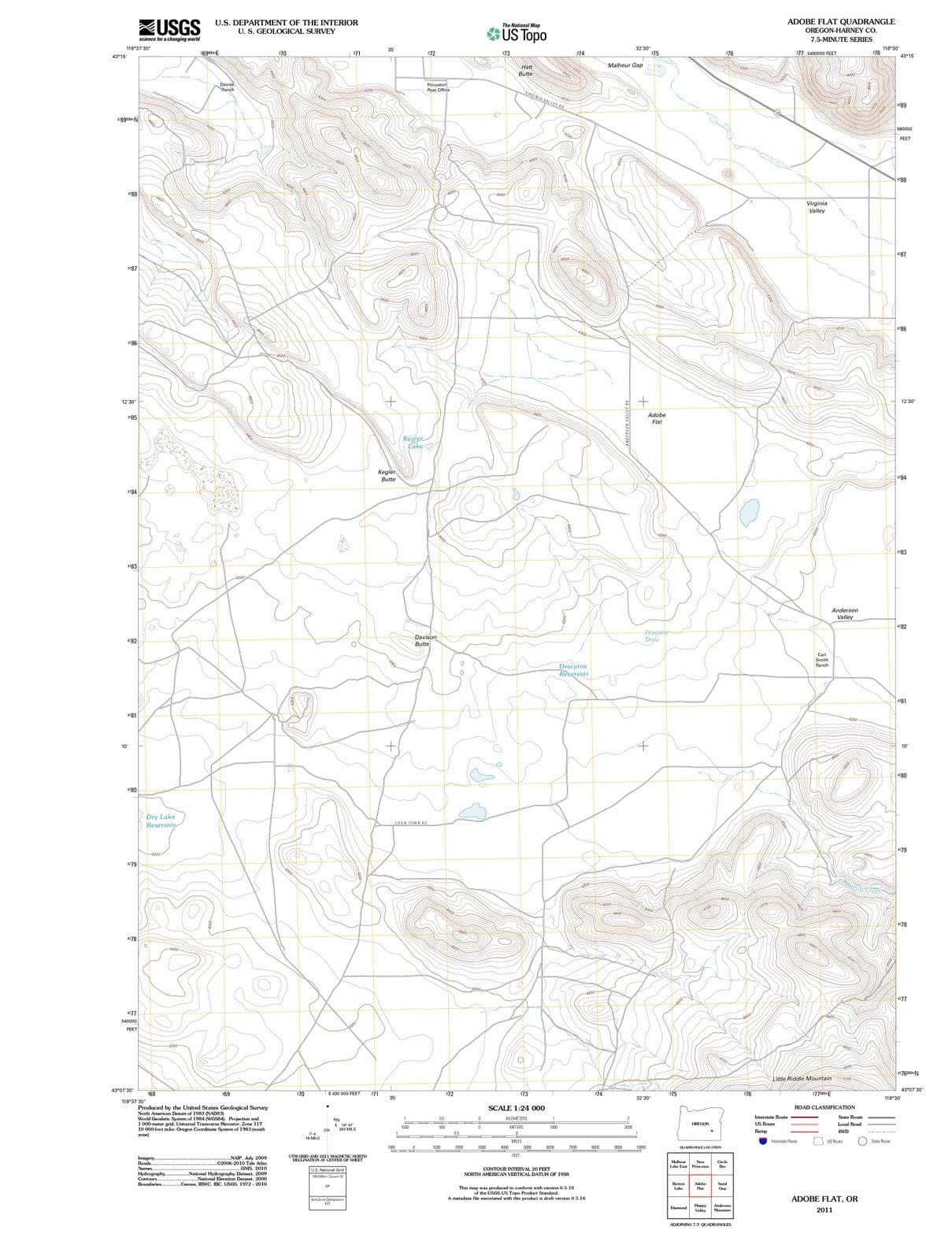 2011 Adobe Flat, OR - Oregon - USGS Topographic Map