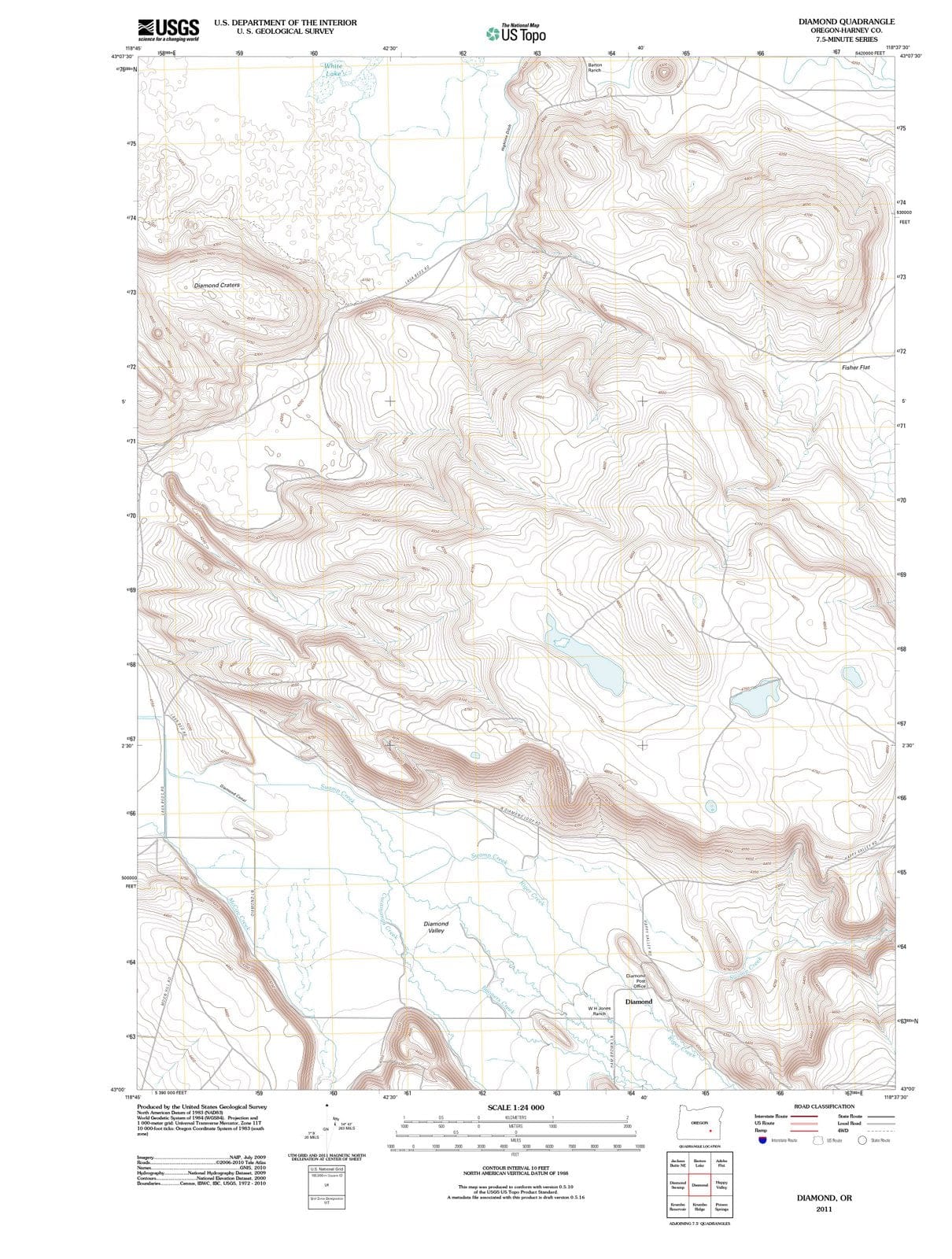 2011 Diamond, OR - Oregon - USGS Topographic Map