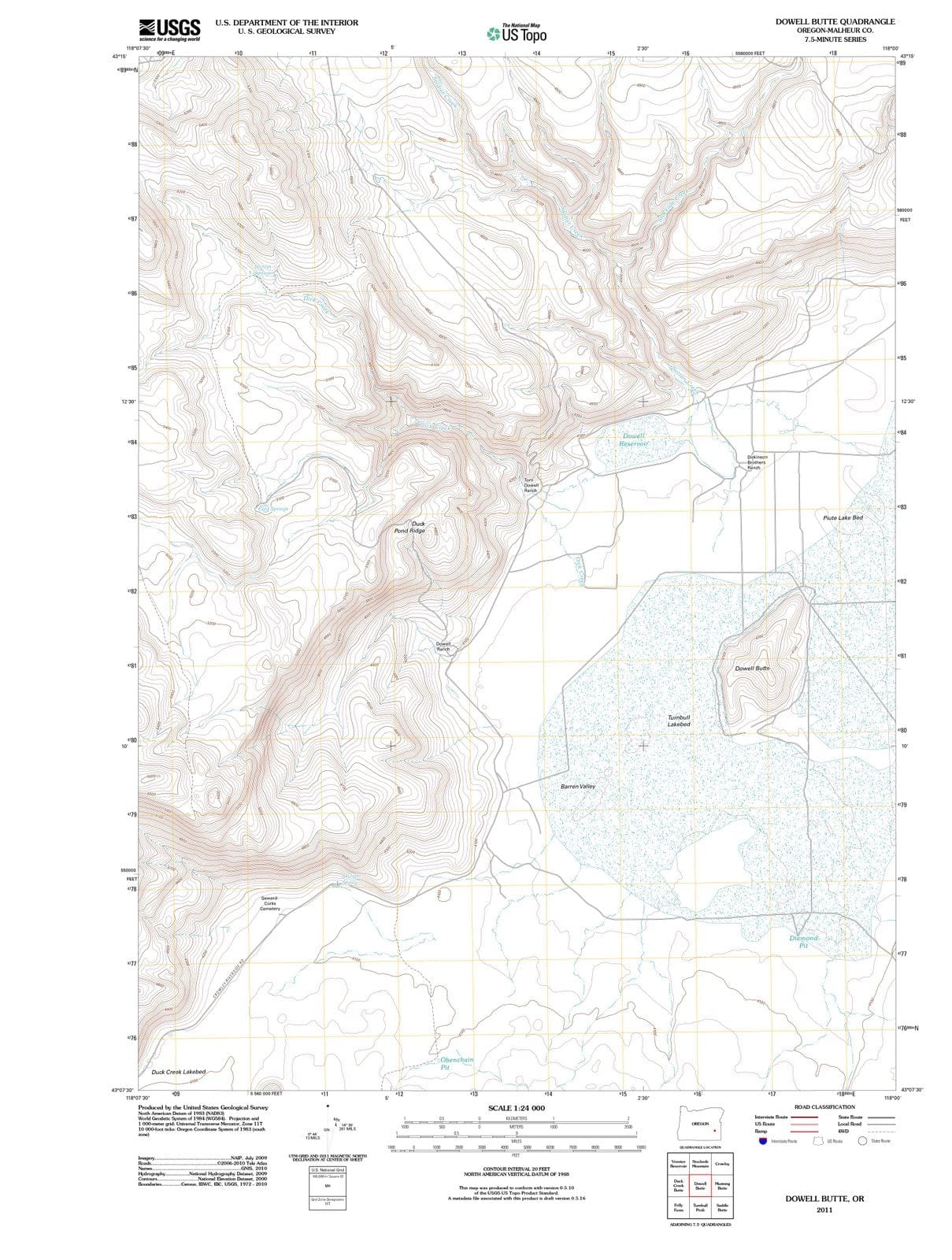 2011 Dowell Butte, OR - Oregon - USGS Topographic Map