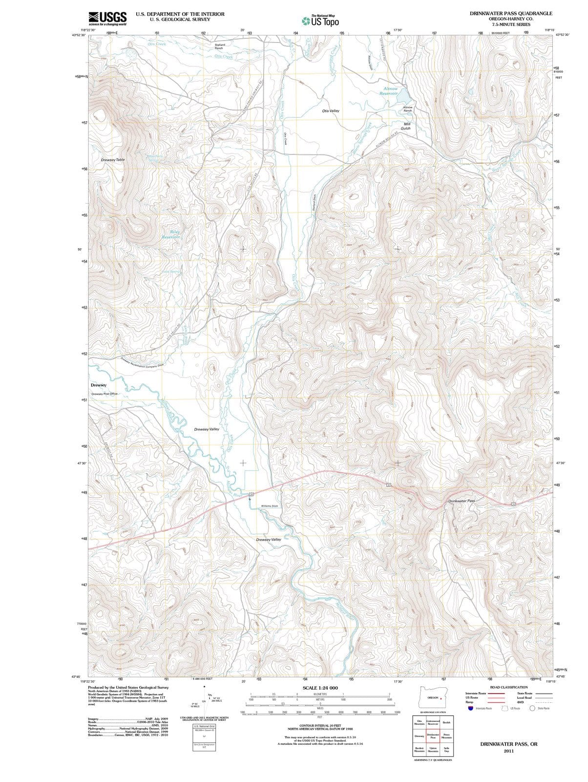 2011 Drinkwater Pass, OR - Oregon - USGS Topographic Map