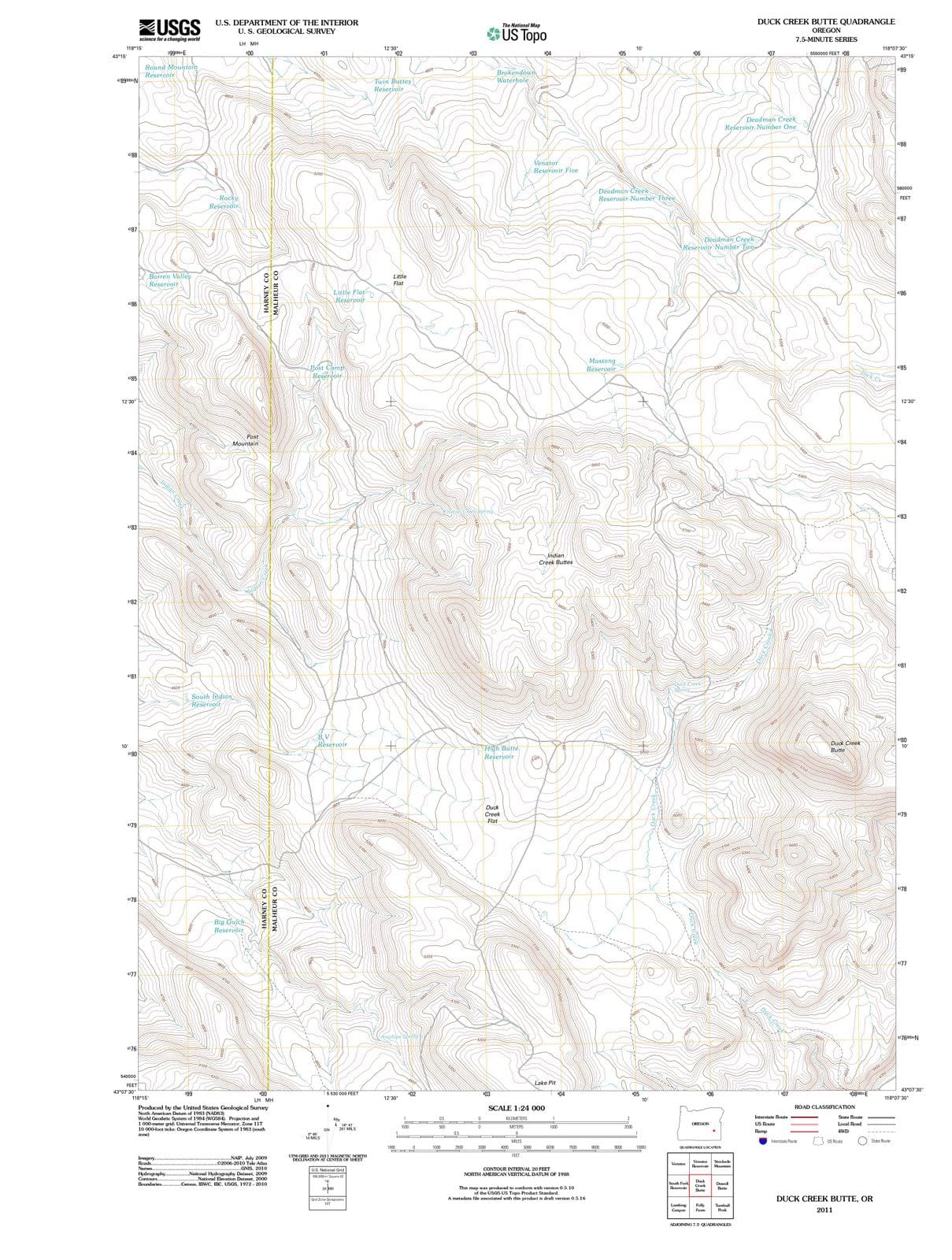 2011 Duck Creek Butte, OR - Oregon - USGS Topographic Map