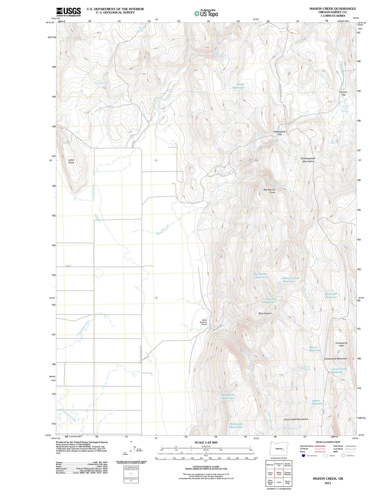 2011 Mahon Creek, OR - Oregon - USGS Topographic Map