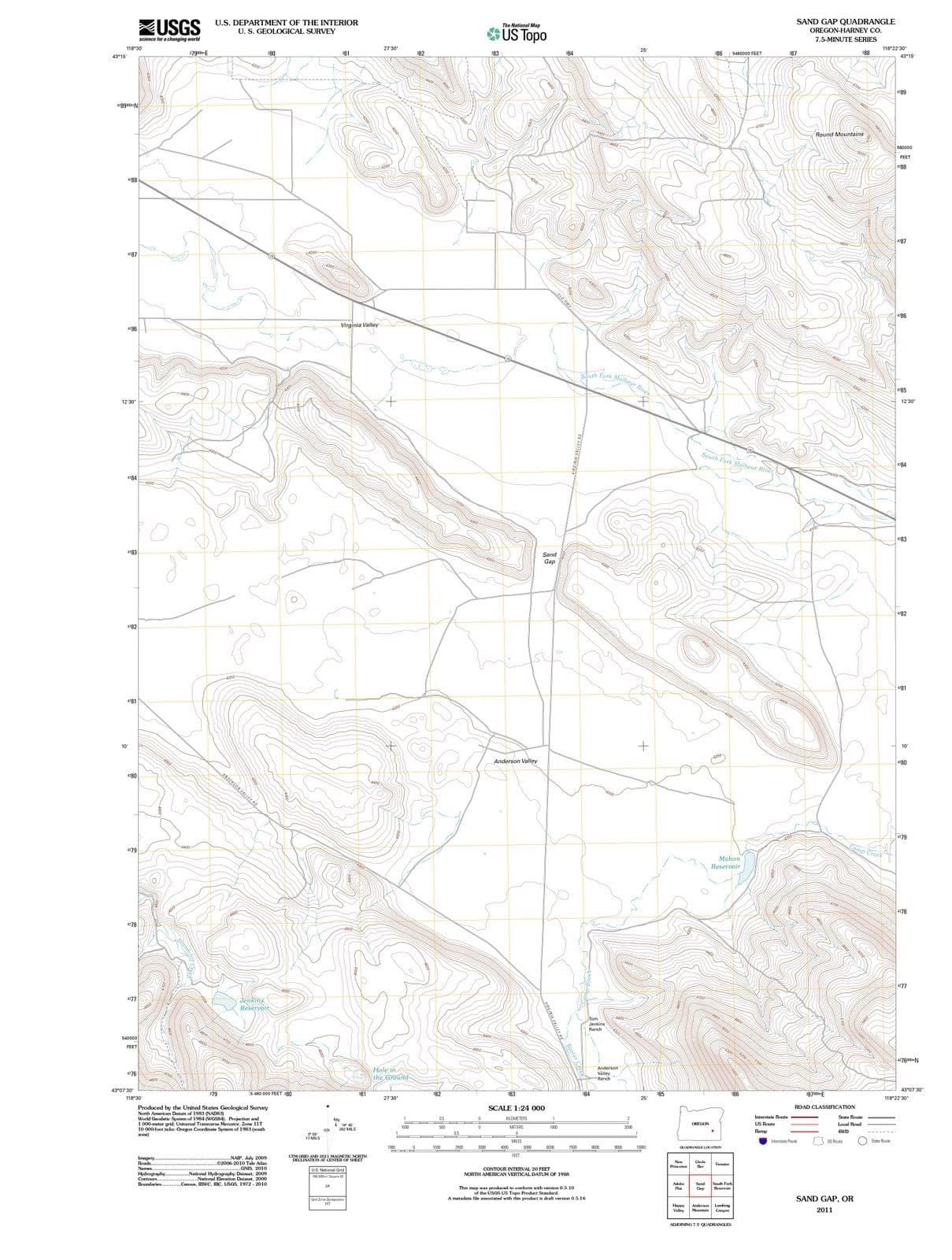 2011 Sand Gap, OR - Oregon - USGS Topographic Map