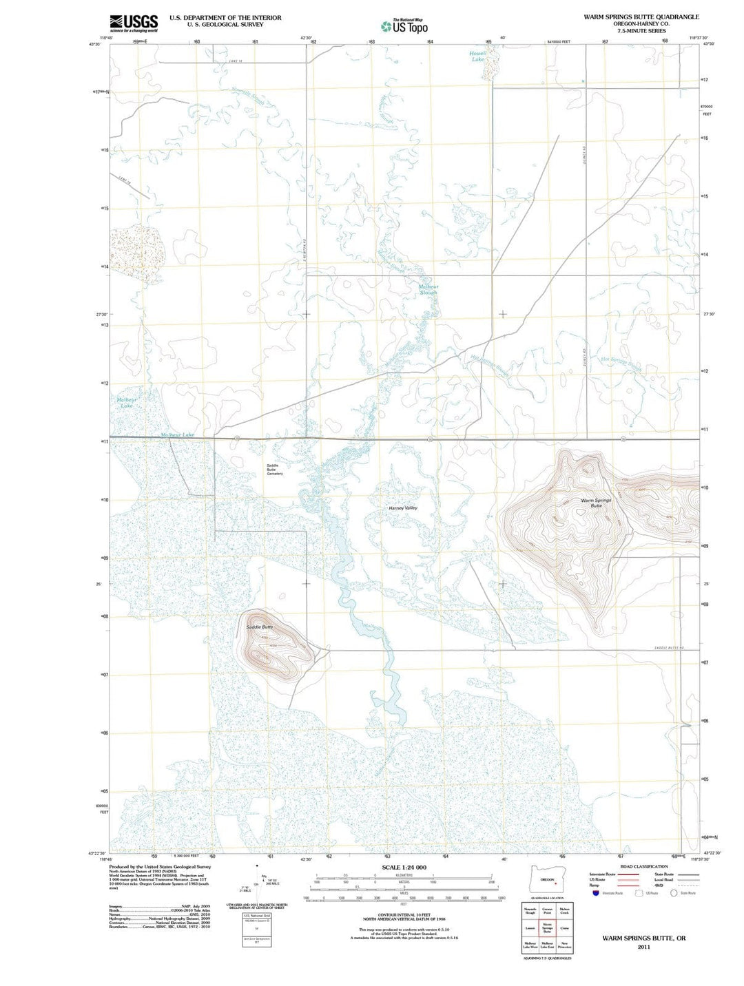 2011 Warm Springs Butte, OR - Oregon - USGS Topographic Map