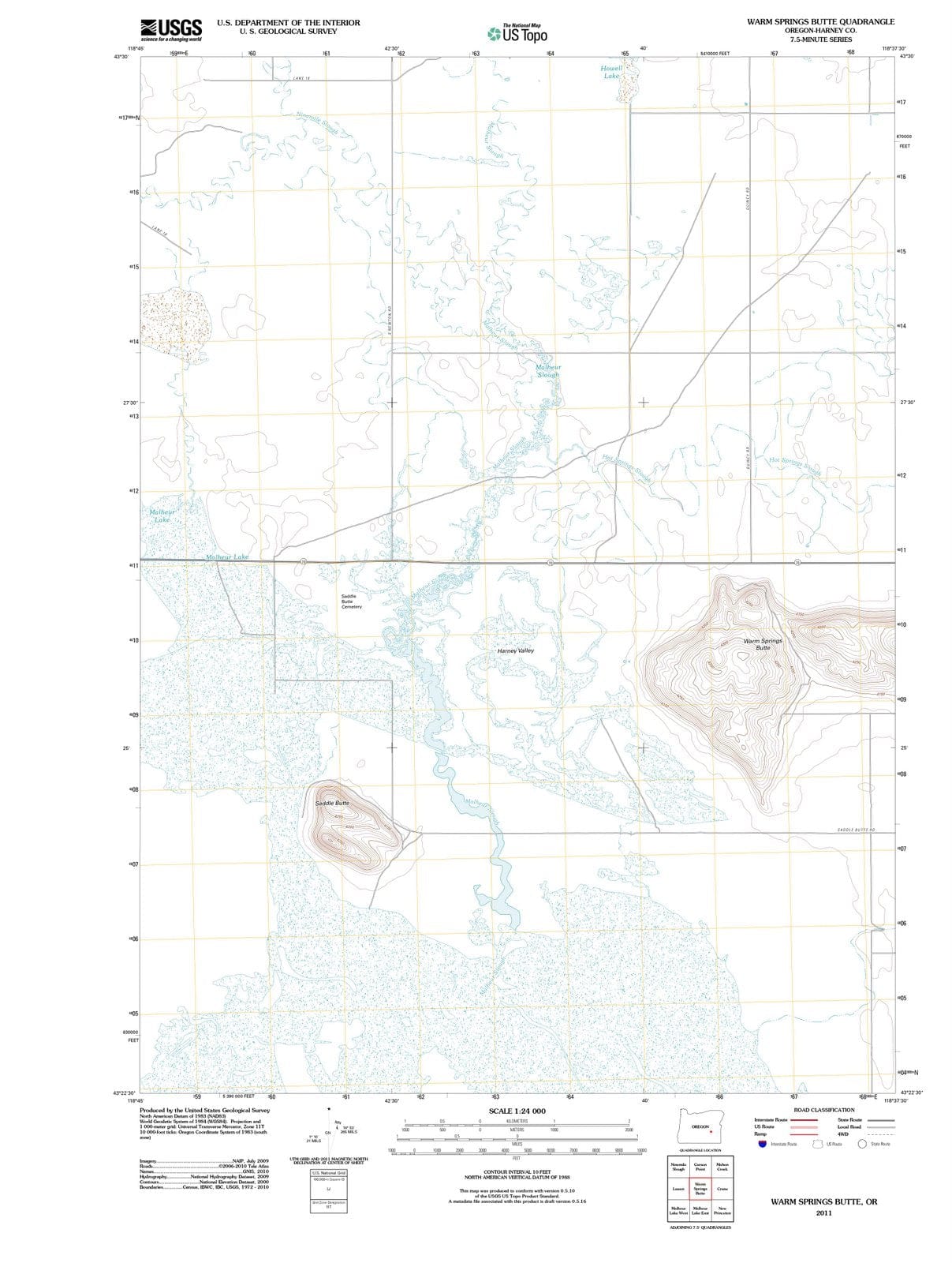 2011 Warm Springs Butte, OR - Oregon - USGS Topographic Map