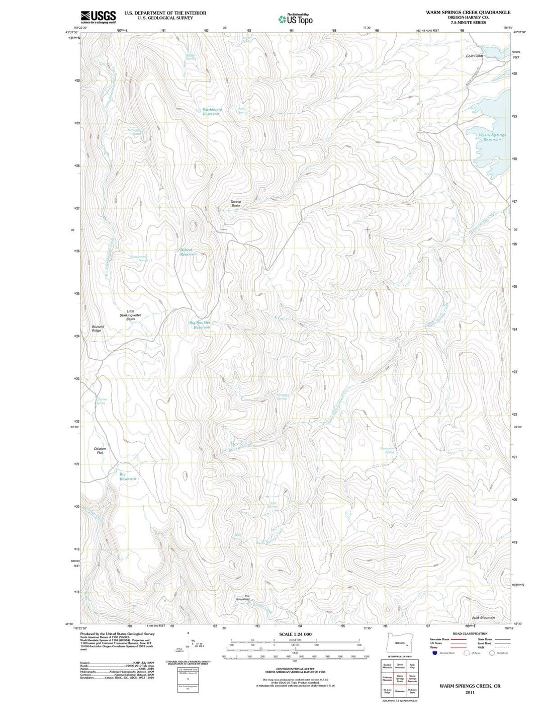 2011 Warm Springs Creek, OR - Oregon - USGS Topographic Map