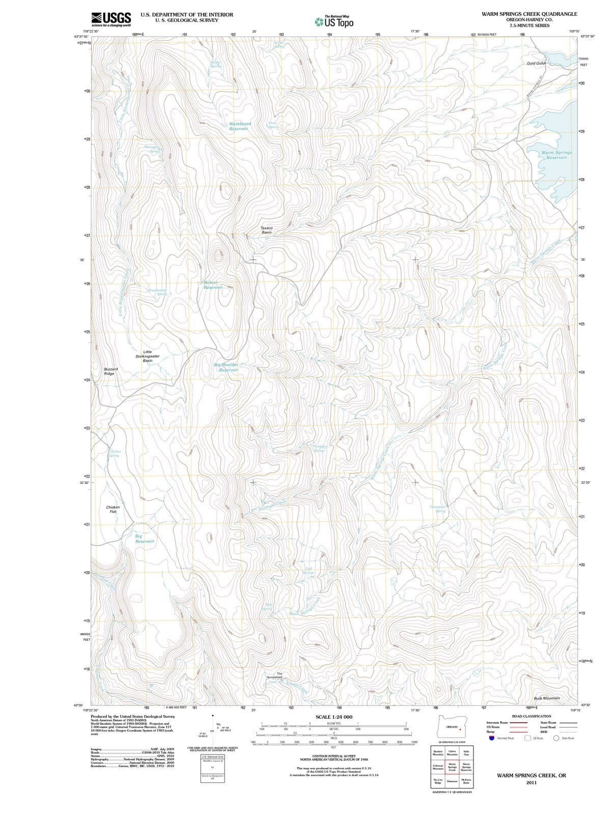 2011 Warm Springs Creek, OR - Oregon - USGS Topographic Map