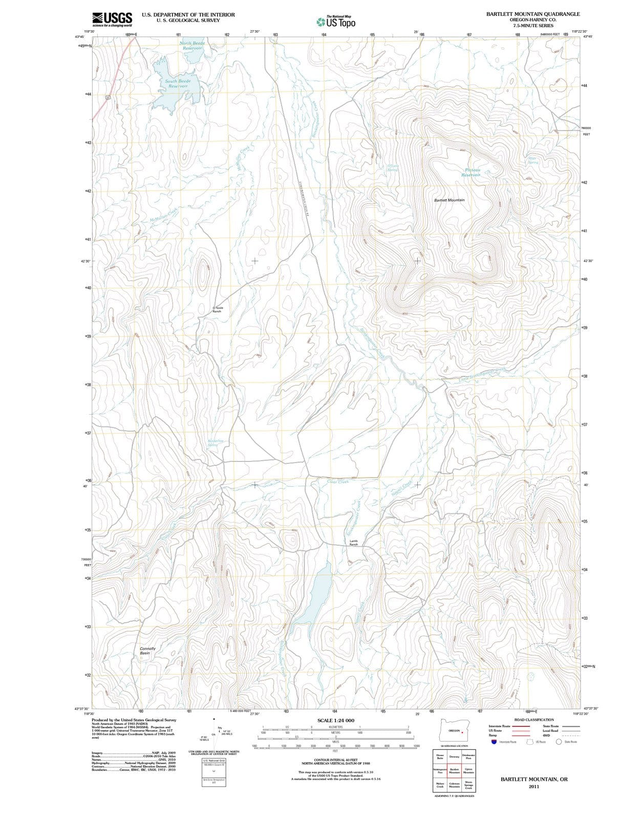 2011 Bartlett Mountain, OR - Oregon - USGS Topographic Map