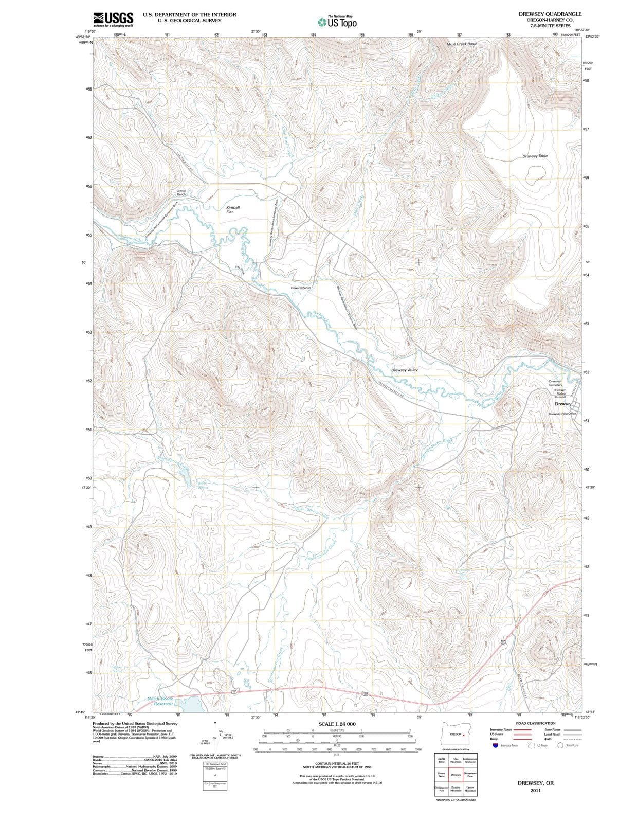 2011 Drewsey, OR - Oregon - USGS Topographic Map