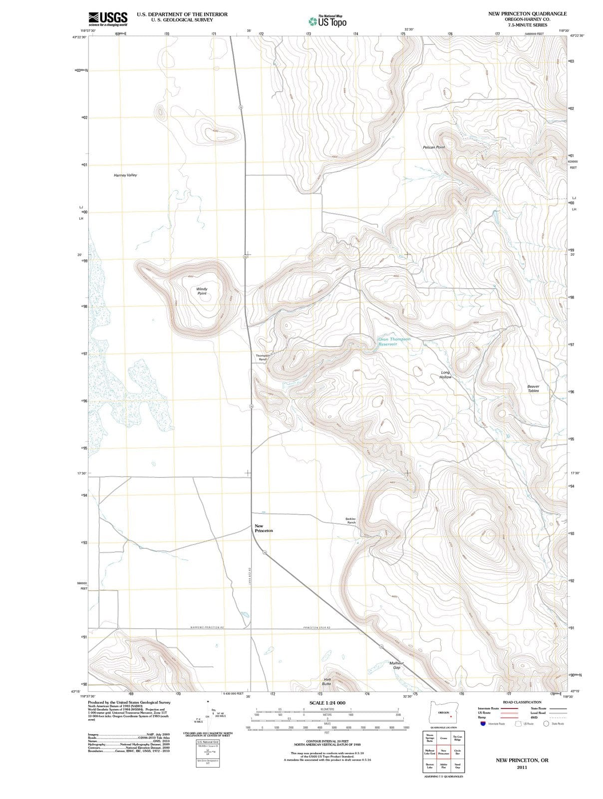 2011 New Princeton, OR - Oregon - USGS Topographic Map