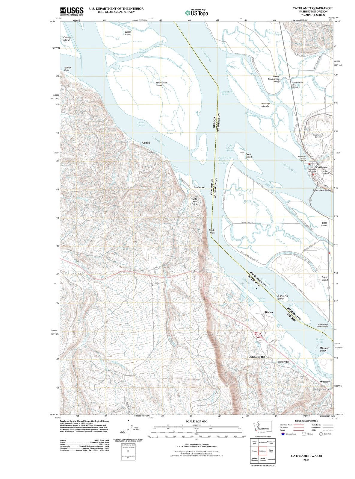 2011 Cathlamet, WA - Washington - USGS Topographic Map