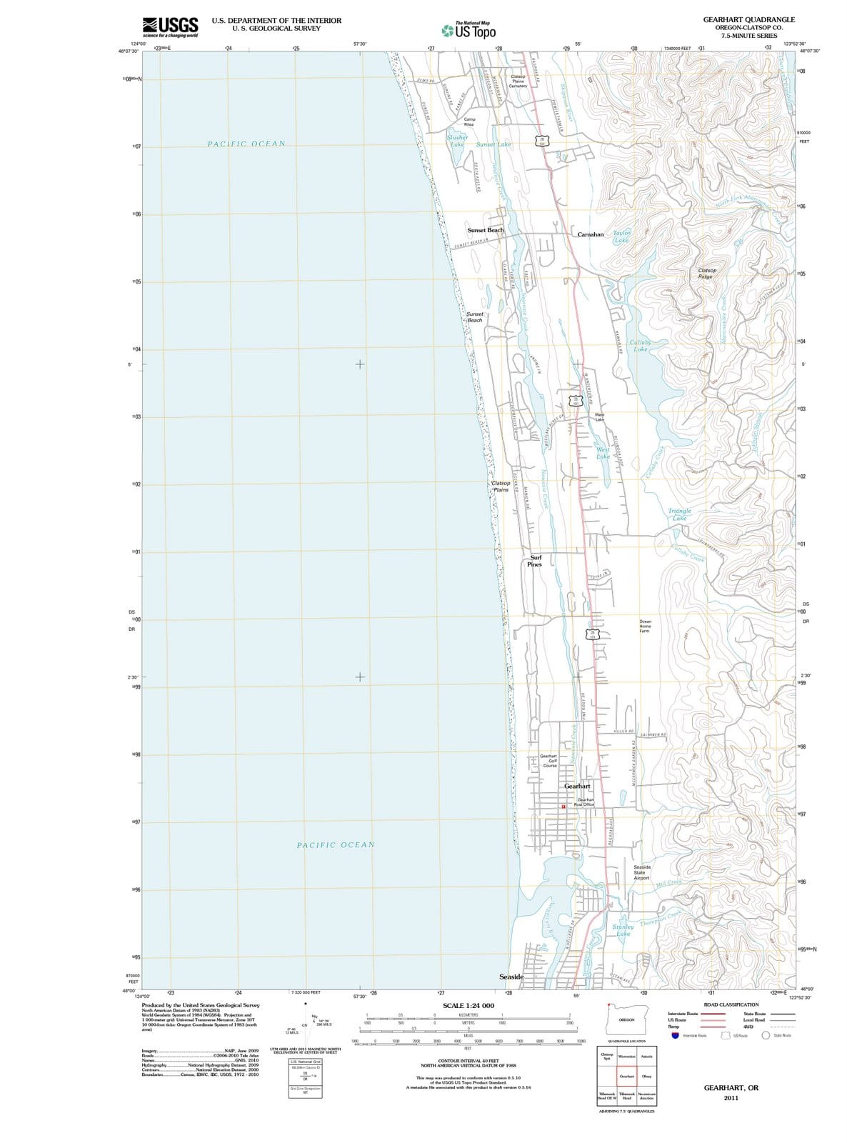 2011 Gearhart, OR - Oregon - USGS Topographic Map