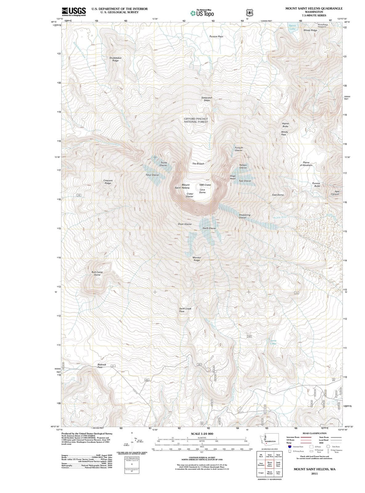 2011 Mount Saint Helens, WA - Washington - USGS Topographic Map