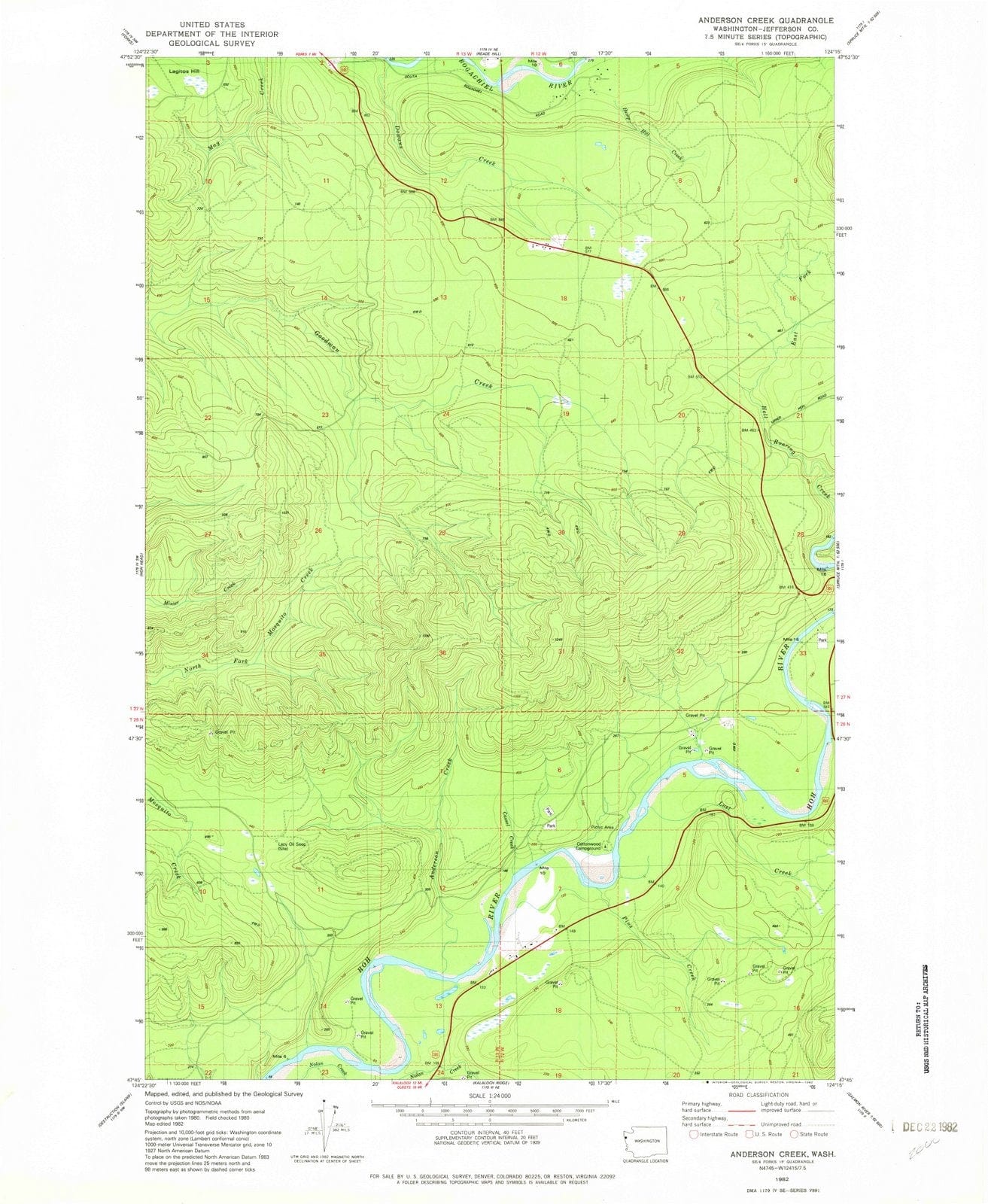 1982 Anderson Creek, WA - Washington - USGS Topographic Map