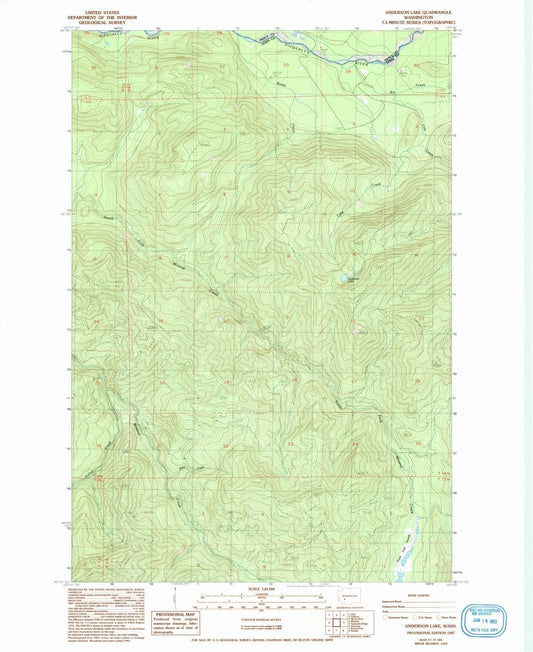 1987 Anderson Lake, WA - Washington - USGS Topographic Map