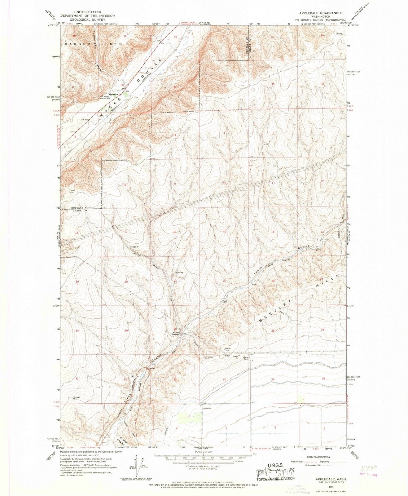 1966 Appledale, WA - Washington - USGS Topographic Map