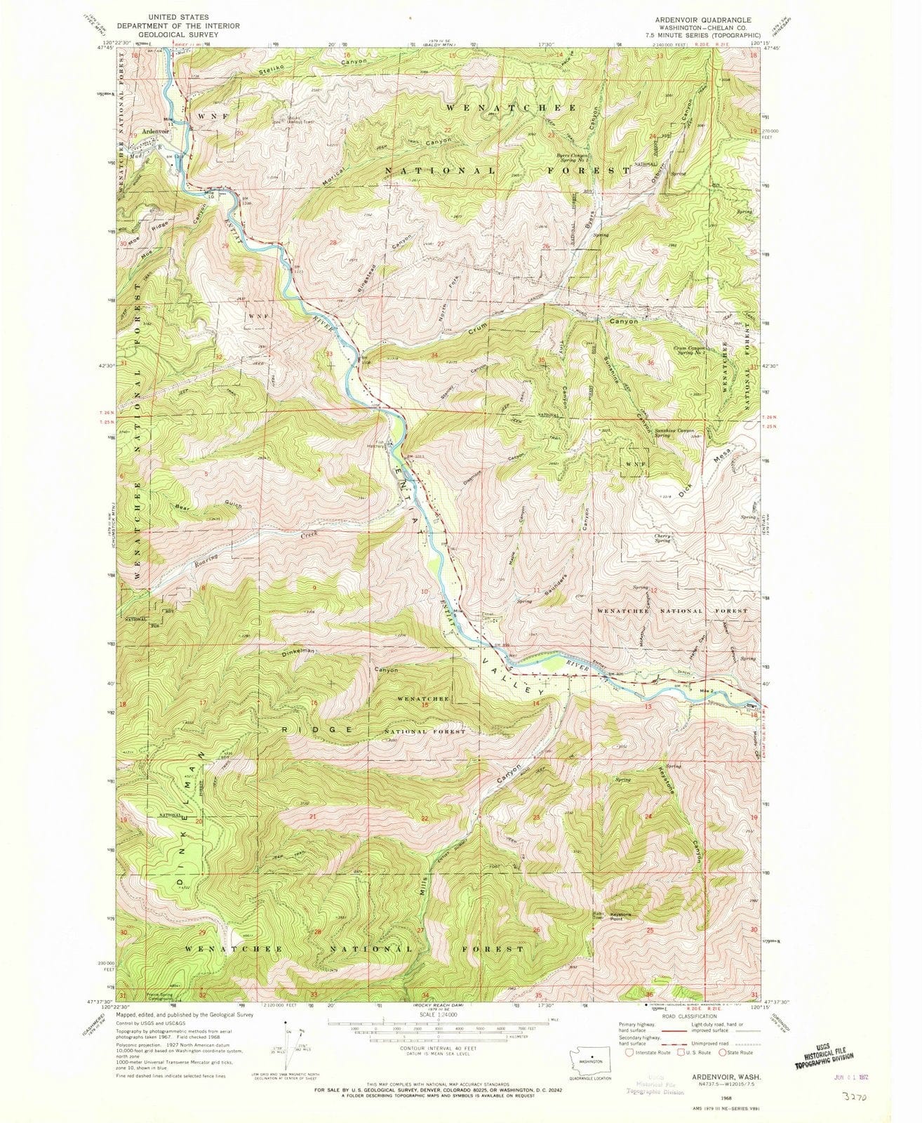 1968 Ardenvoir, WA - Washington - USGS Topographic Map
