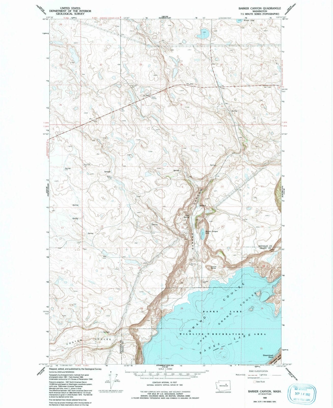 1968 Barker Canyon, WA - Washington - USGS Topographic Map