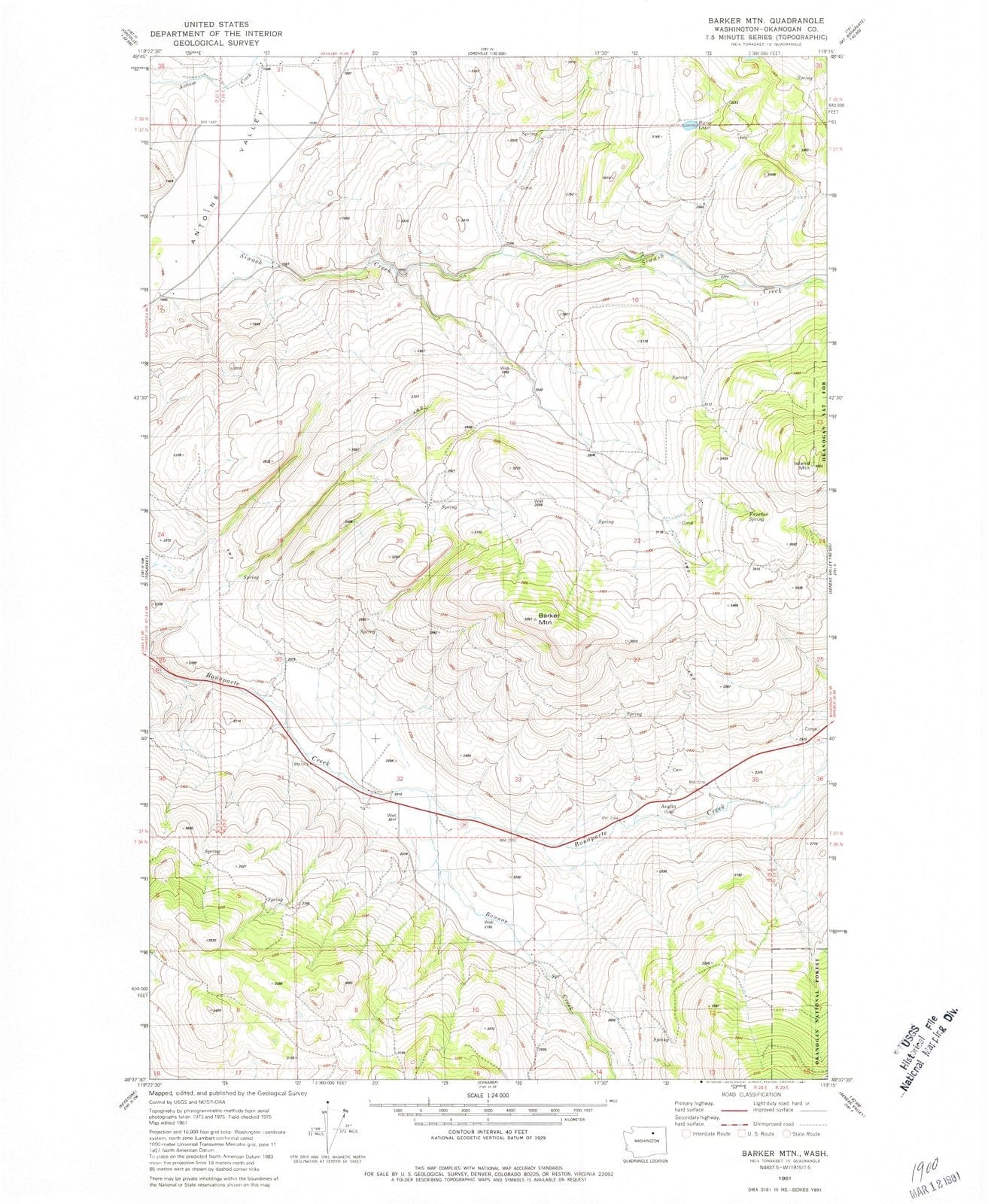 1981 Barker MTN, WA - Washington - USGS Topographic Map