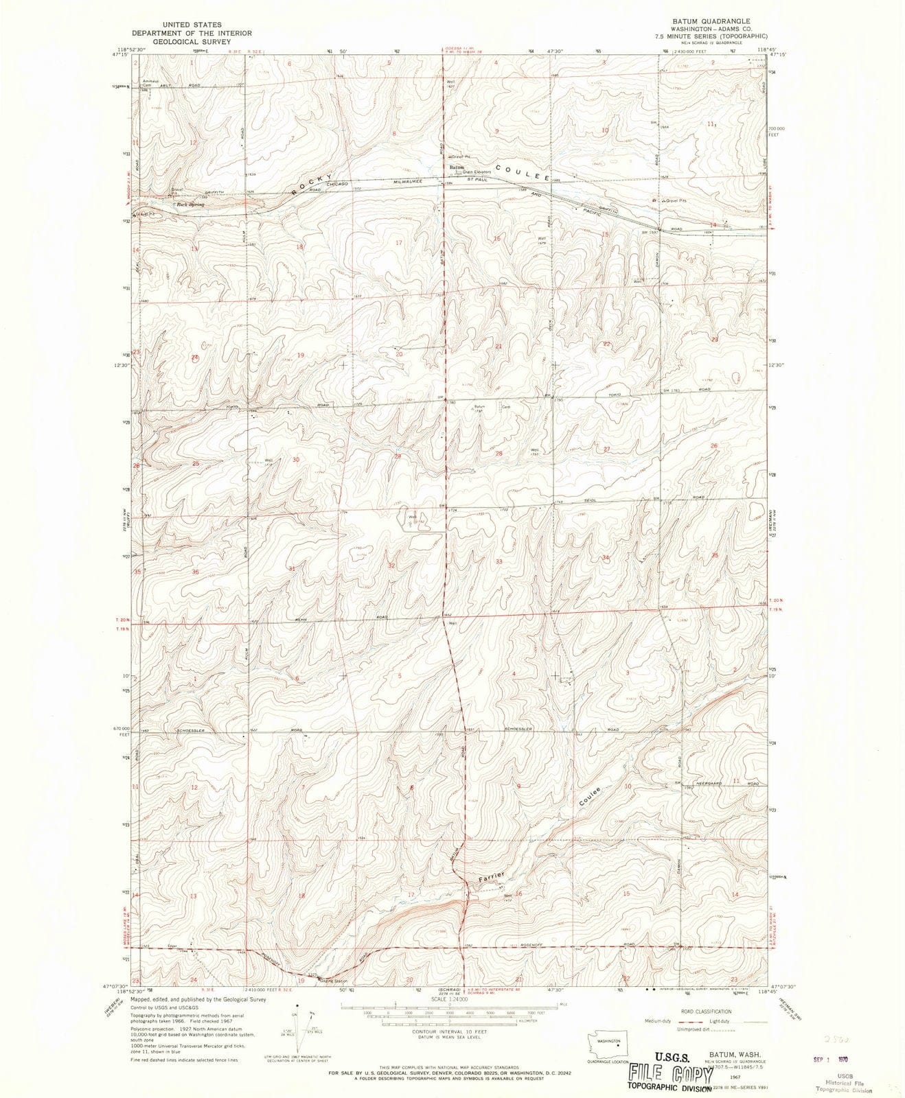 1967 Batum, WA - Washington - USGS Topographic Map
