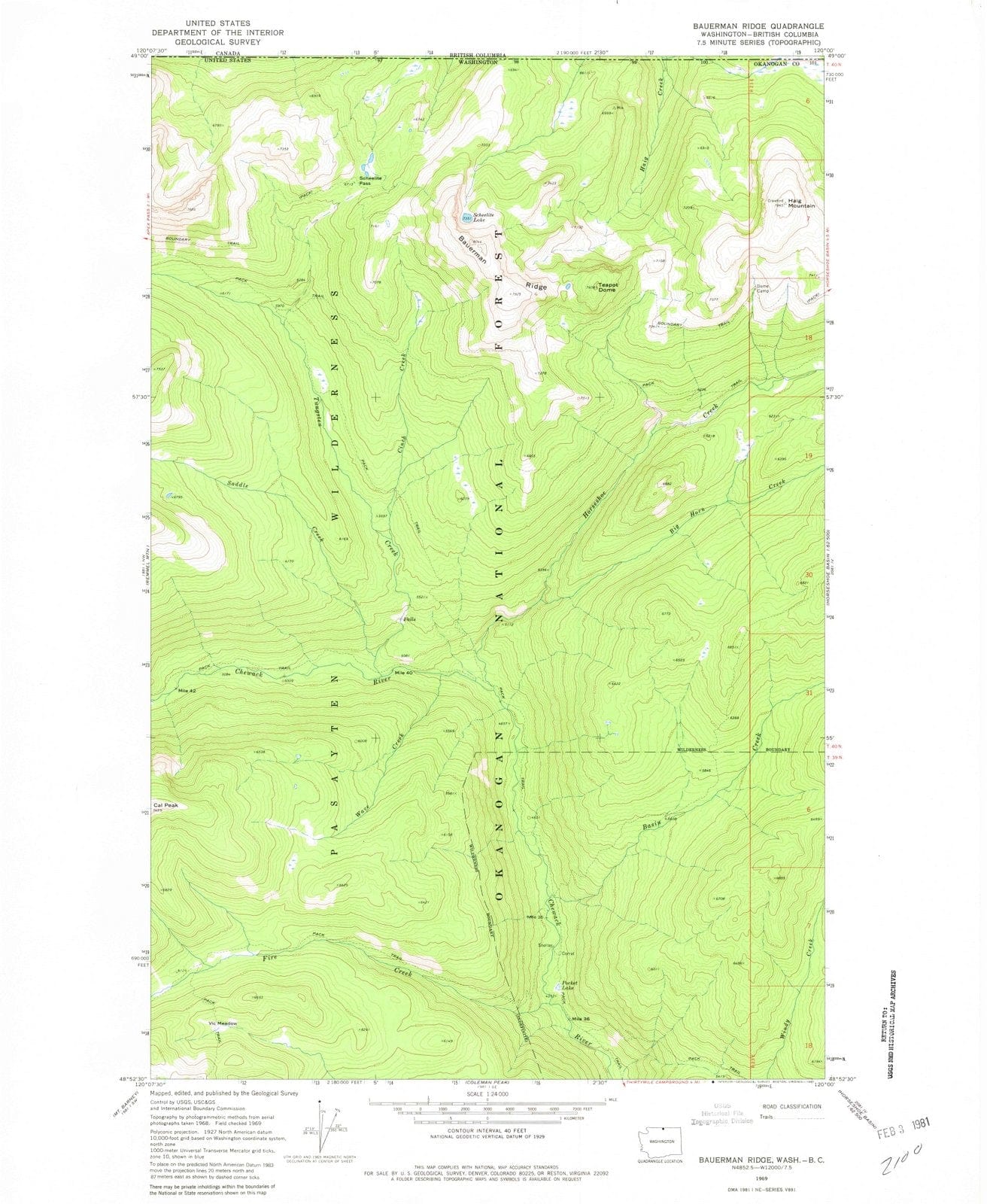 1969 Bauerman Ridge, WA - Washington - USGS Topographic Map