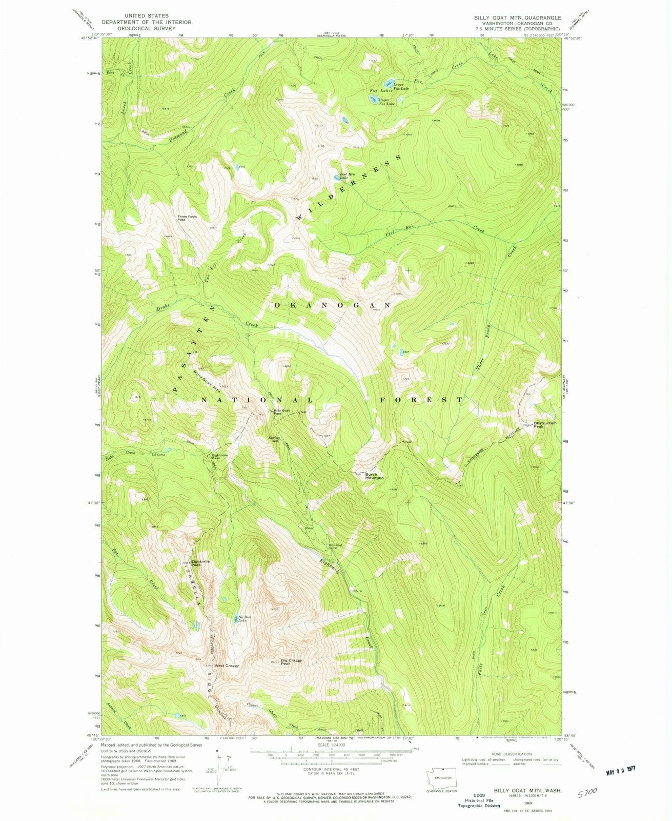 1969 Billy Goat MTN, WA - Washington - USGS Topographic Map