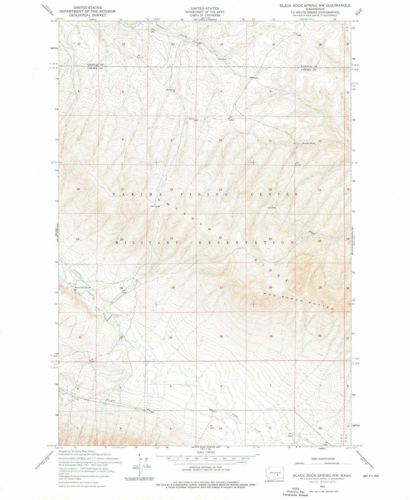 1953 Black Rock Spring, WA - Washington - USGS Topographic Map v2