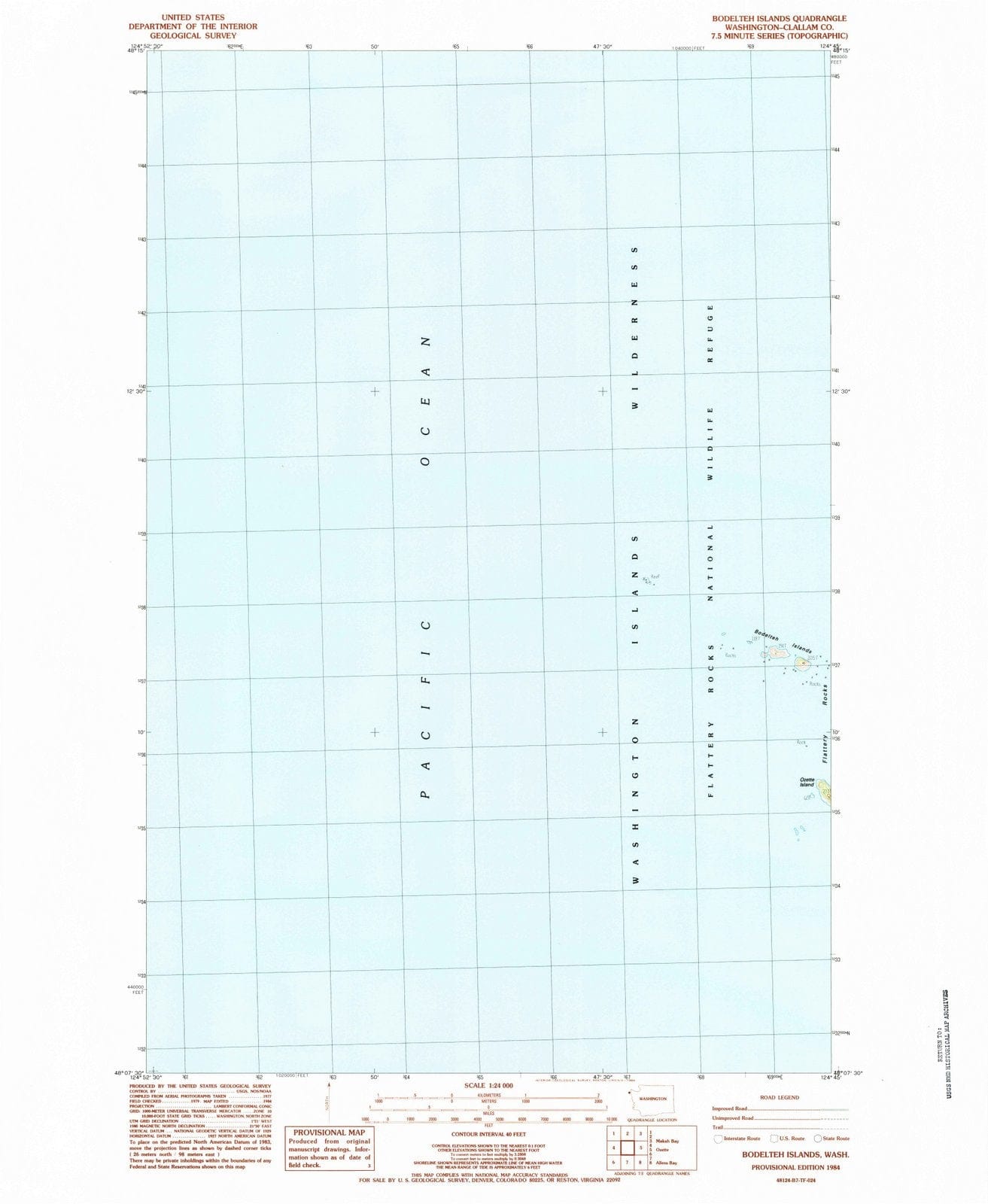 1984 Bodelteh Islands, WA - Washington - USGS Topographic Map